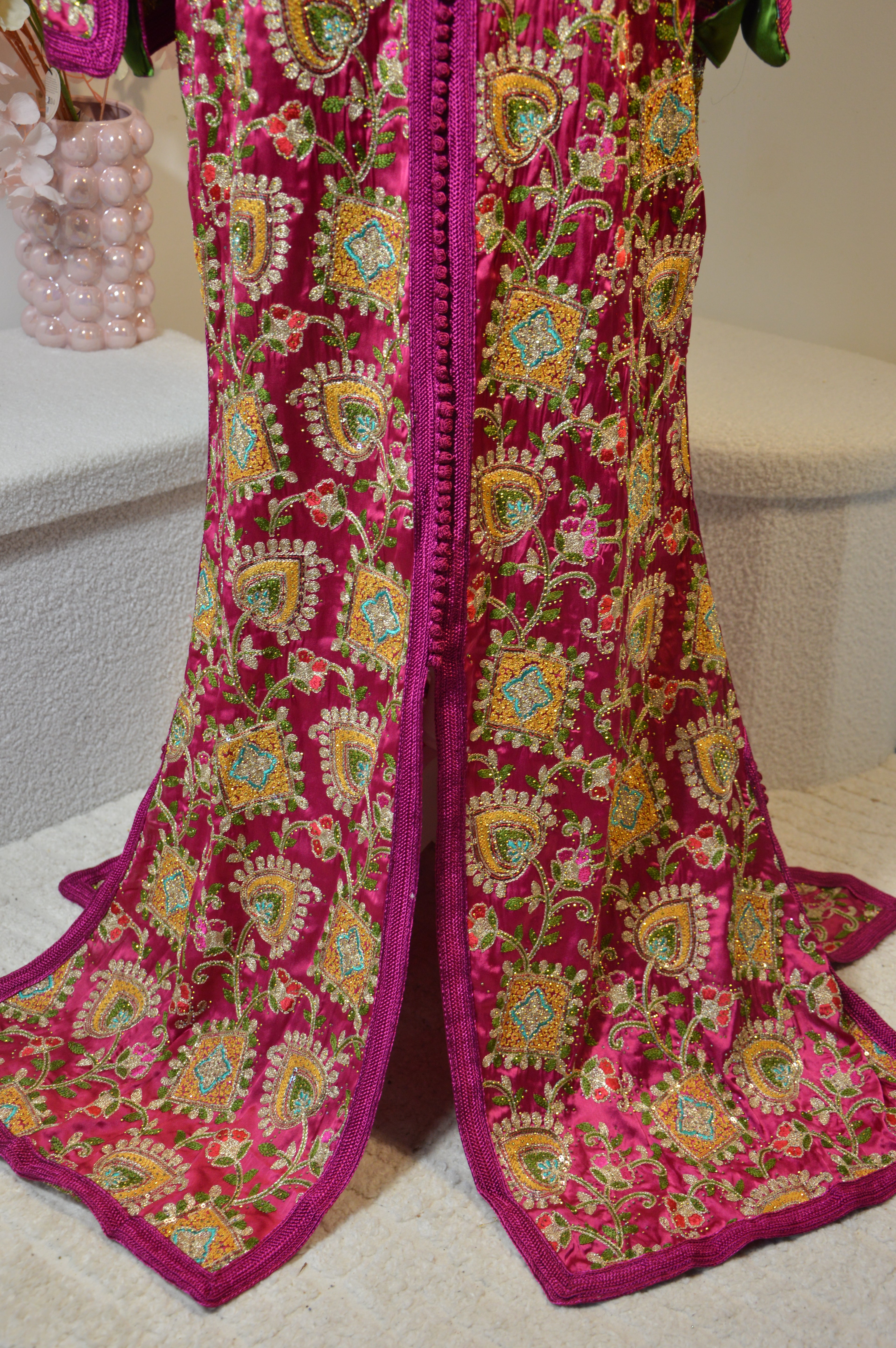 Caftan Sari Sirène Grenat Imperial - Zeynaya Prestige