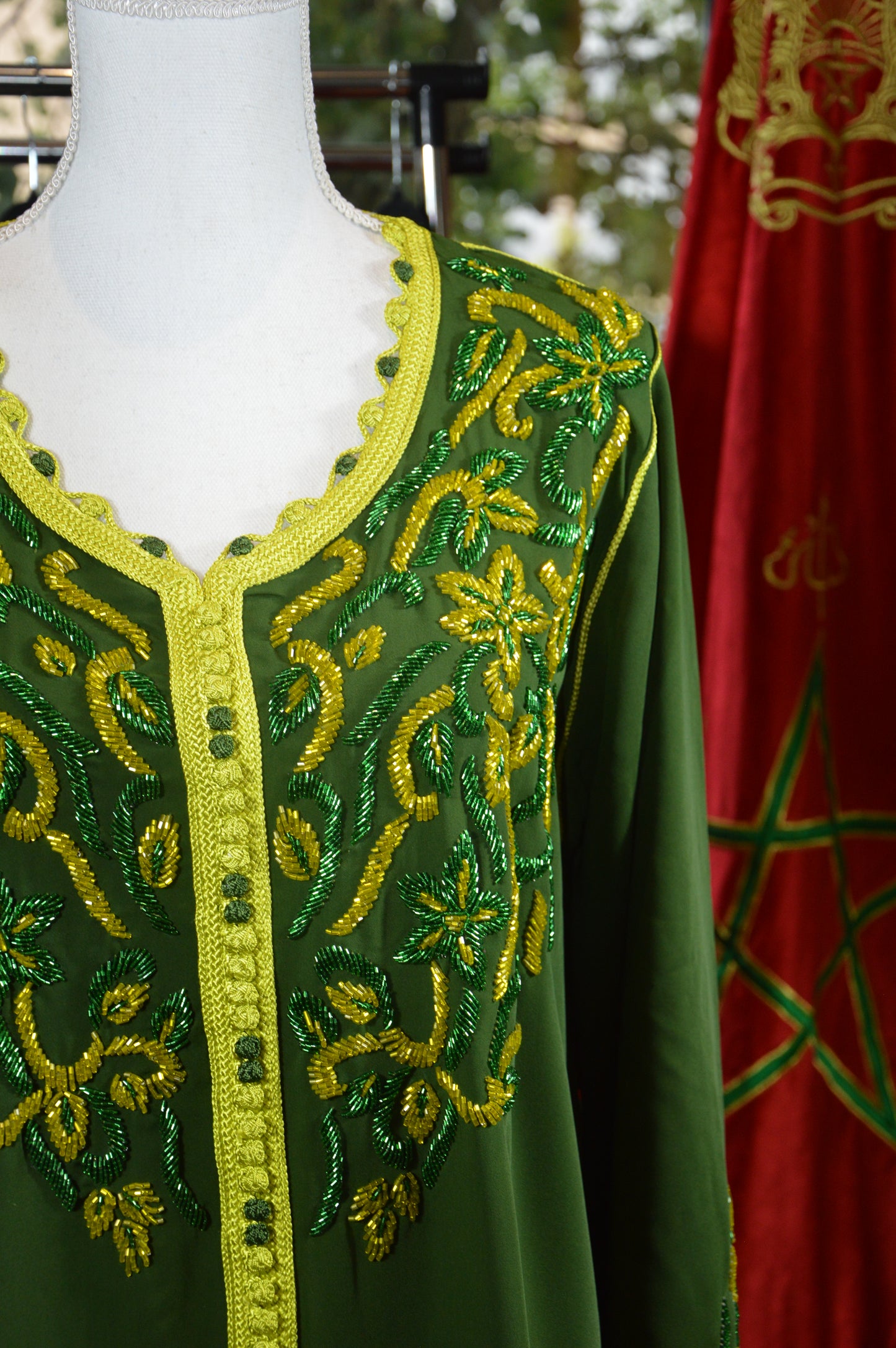 Caftan Vert Kaki Brodé