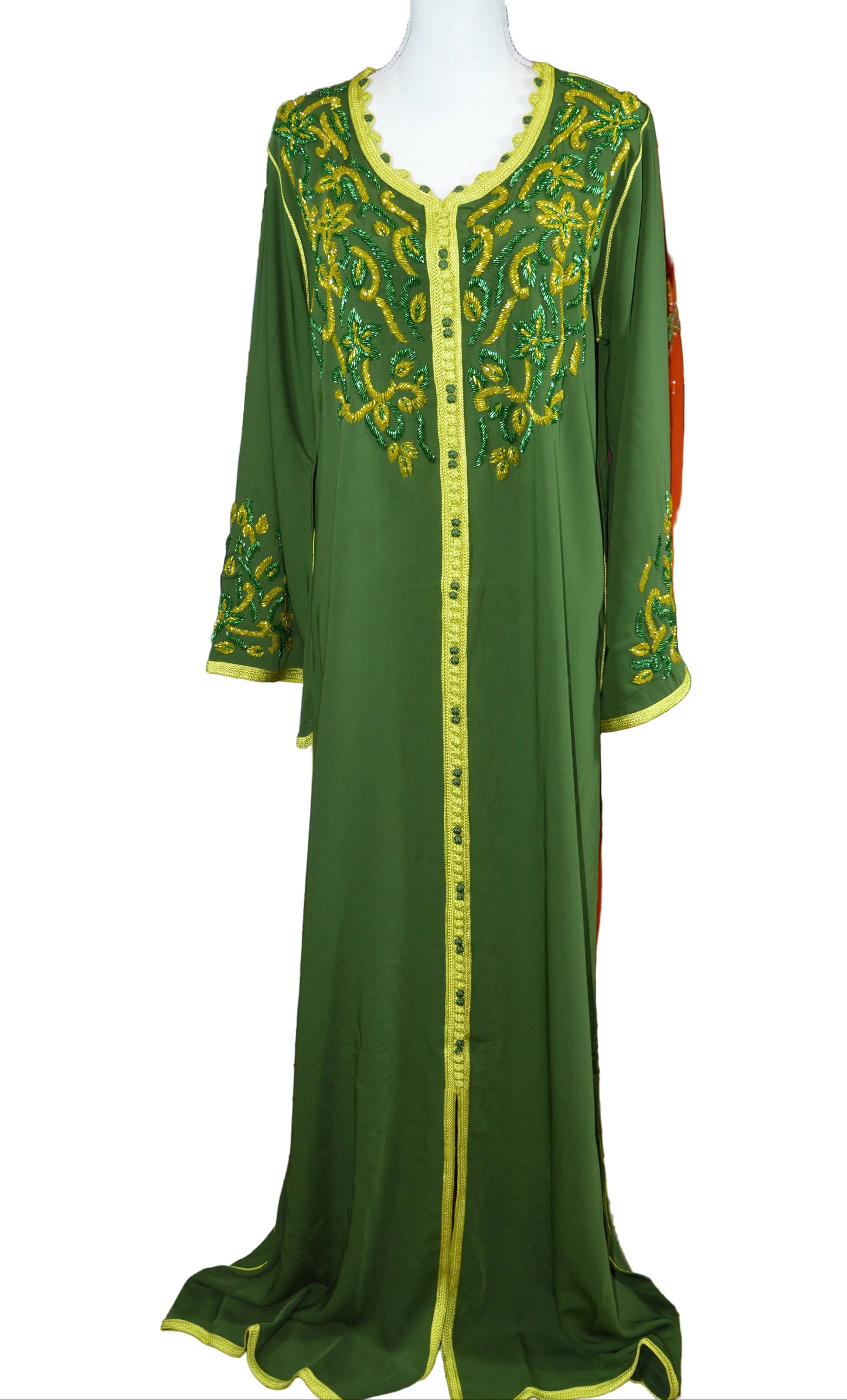 Caftan Vert Kaki Brodé