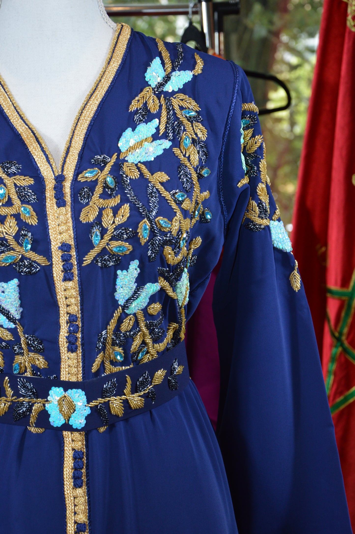 Caftan Bleu Marine Floral
