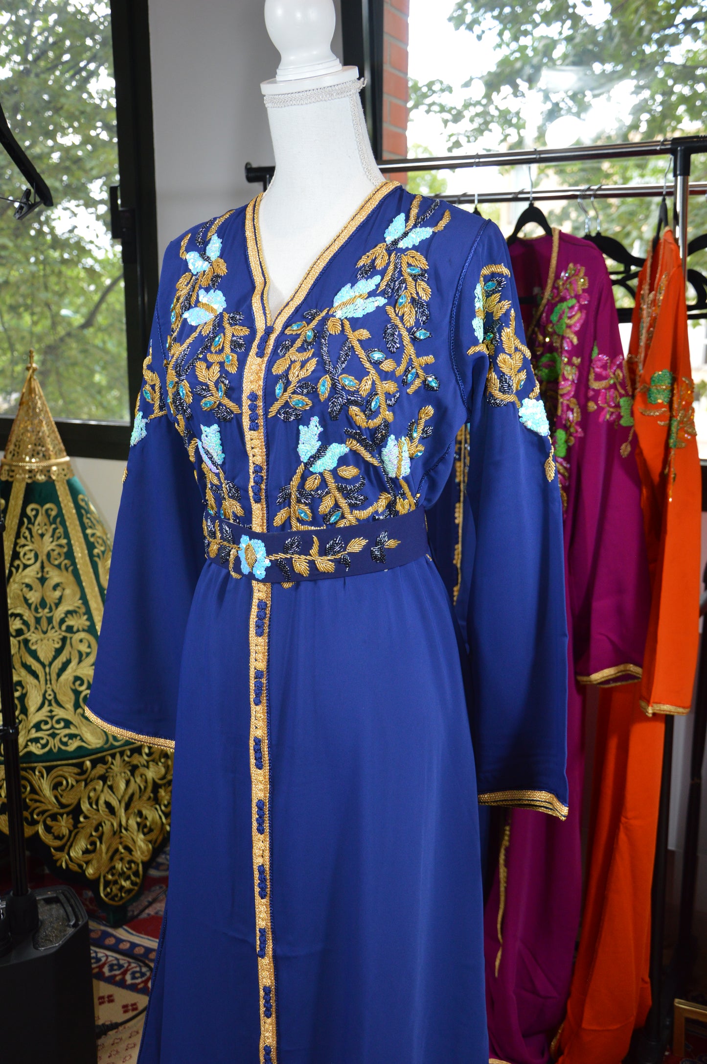 Caftan Bleu Marine Floral