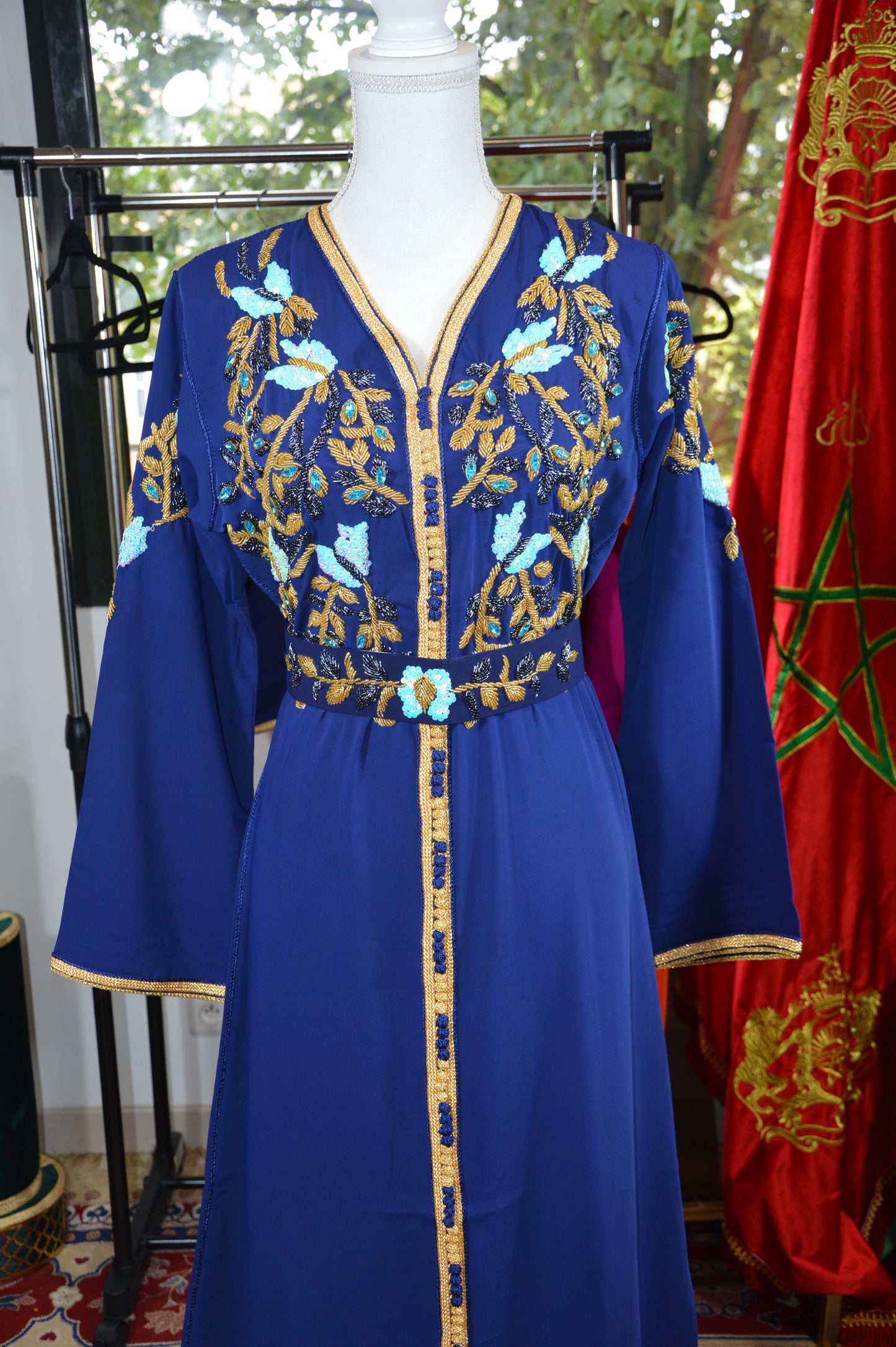 Caftan Bleu Marine Floral