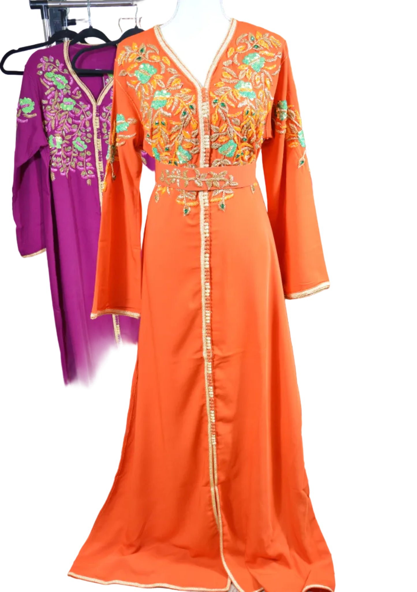 Caftan Orange corail brodé