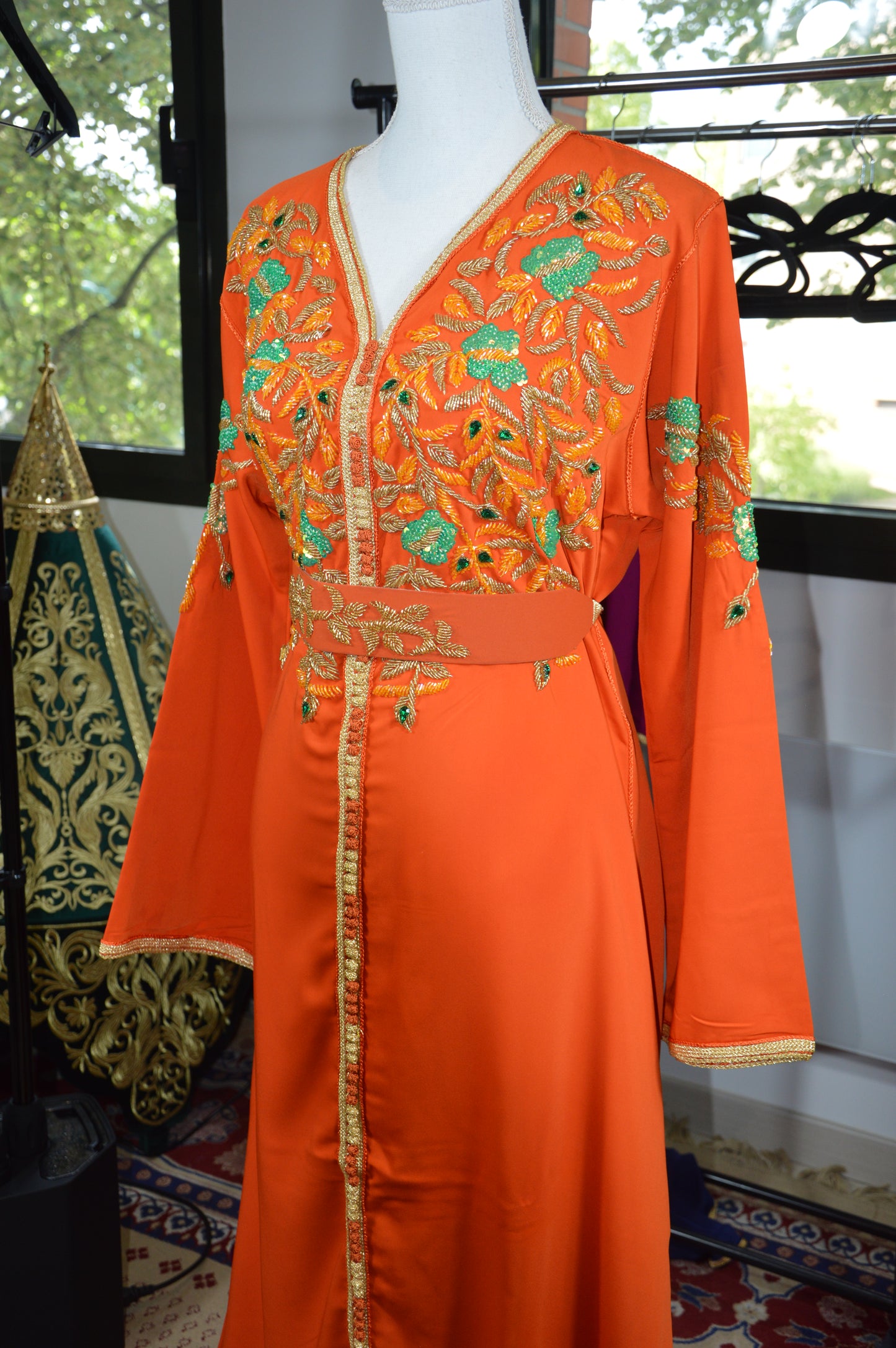 Caftan Orange corail brodé