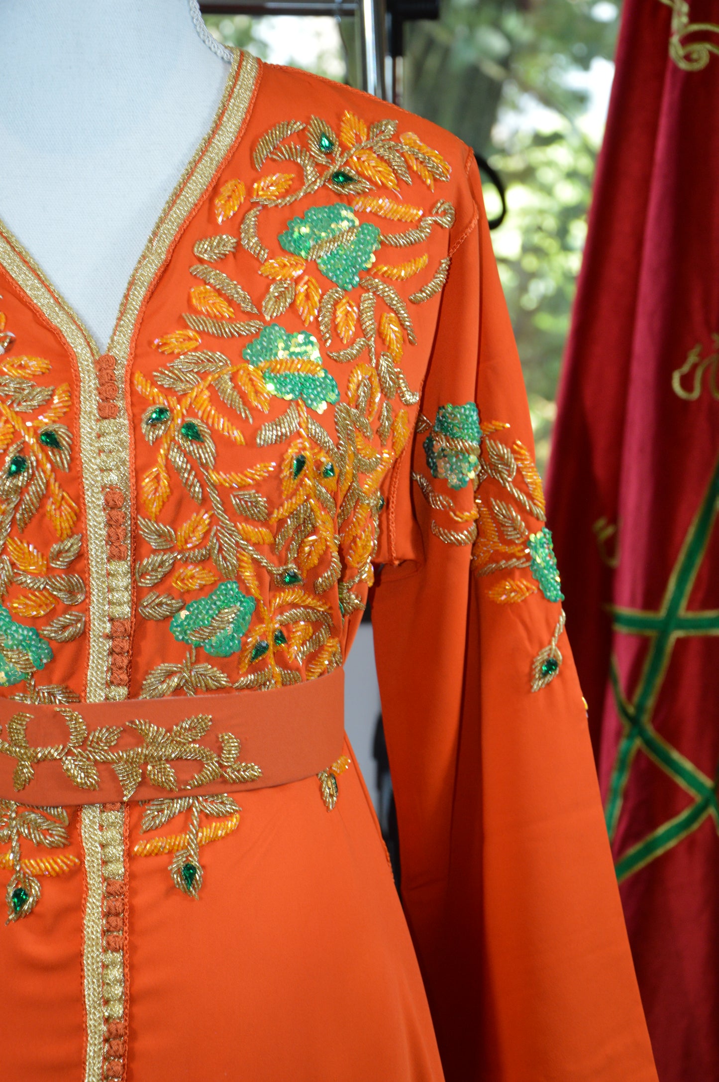 Caftan Orange corail brodé
