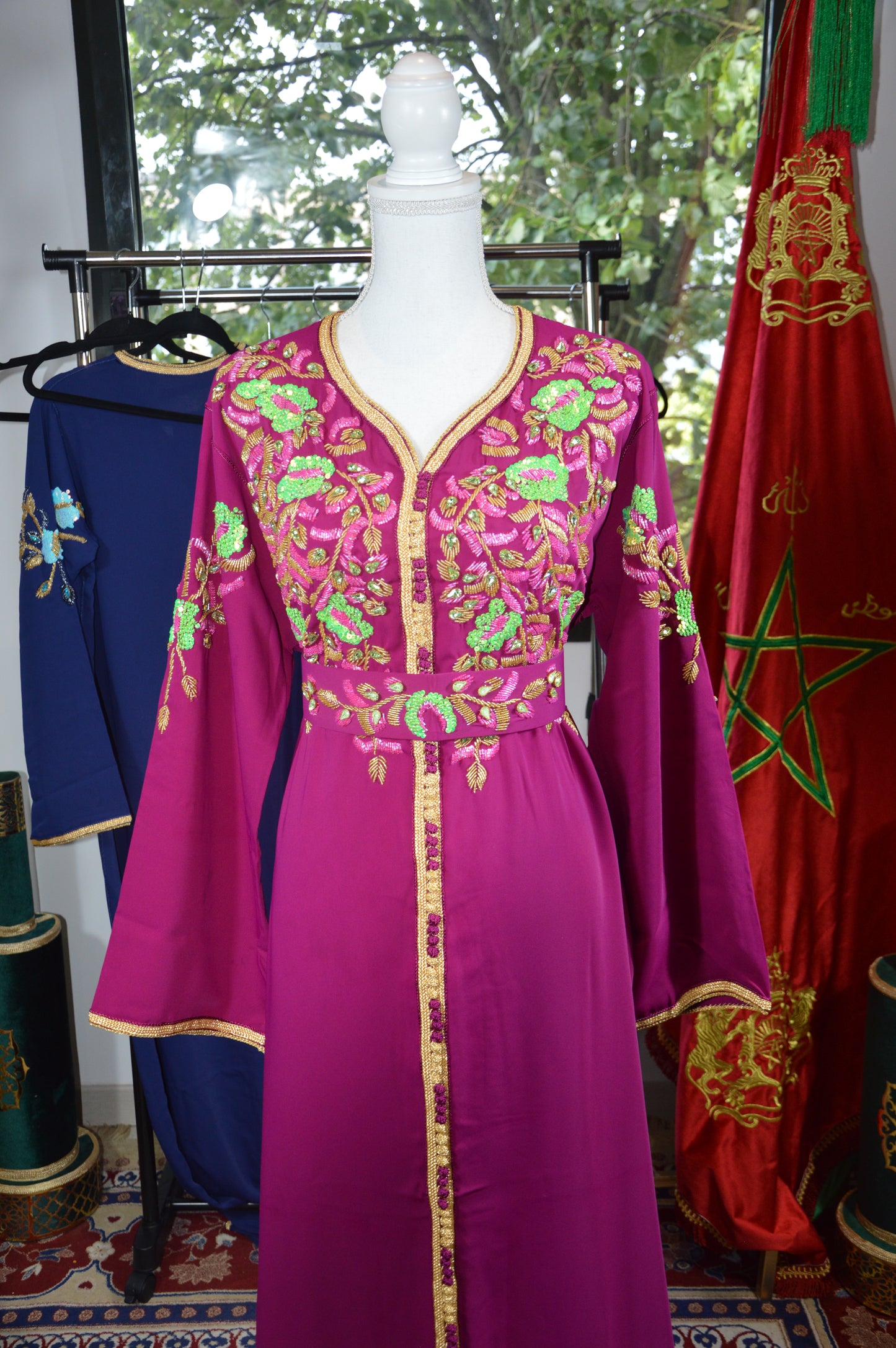 Caftan Fuchsia Artisanal Marocain