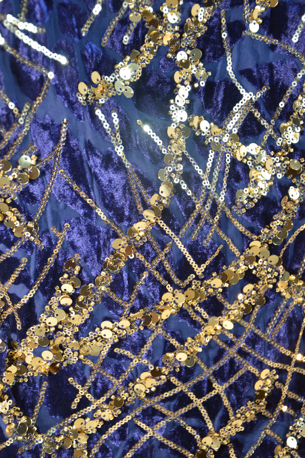 Takchita bleu nuit à sequins or – Ceinture drapée – Zeynaya Prestige