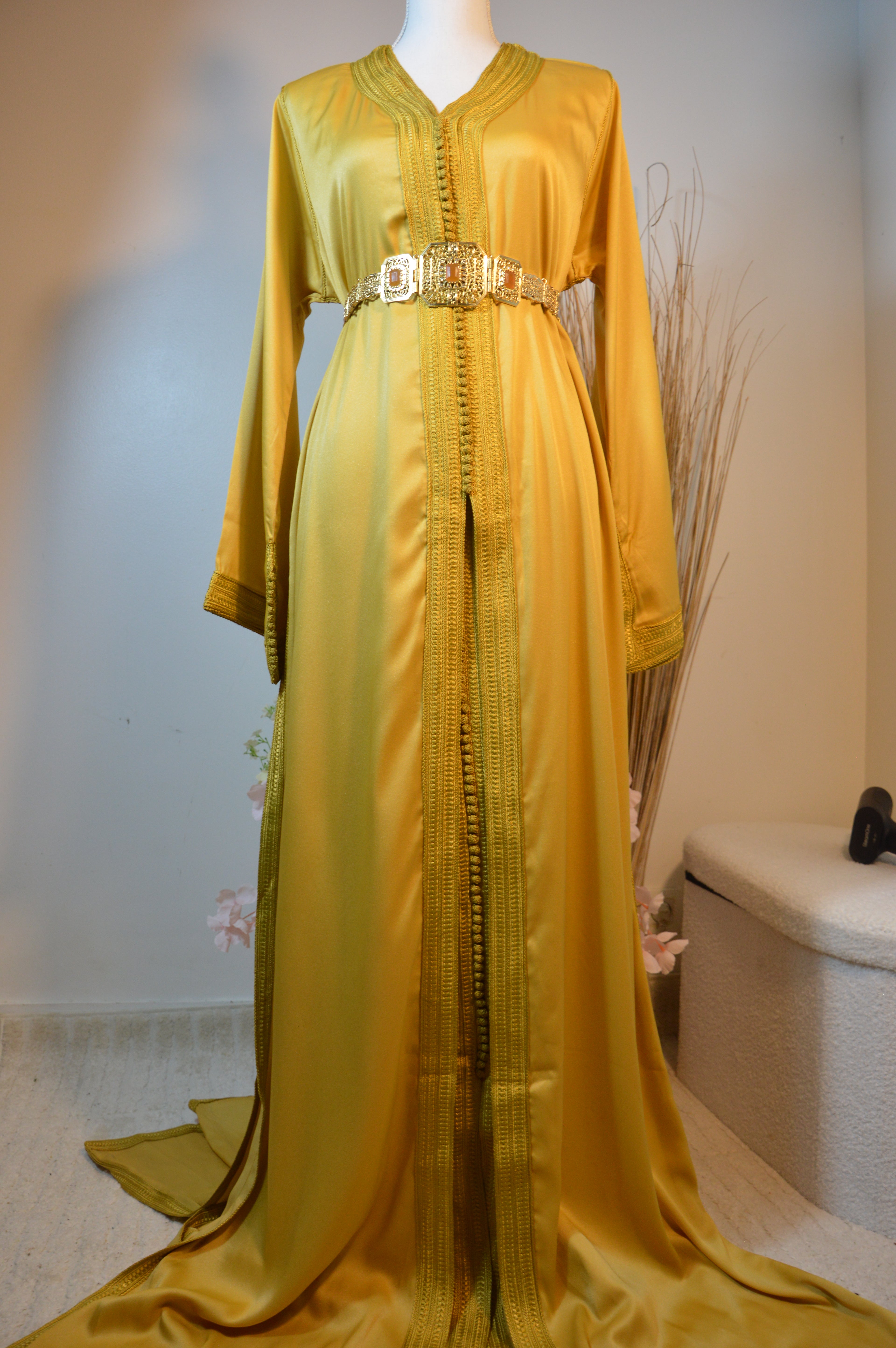 Takchita Crêpe de soie Or “Éclat d’Aurore”