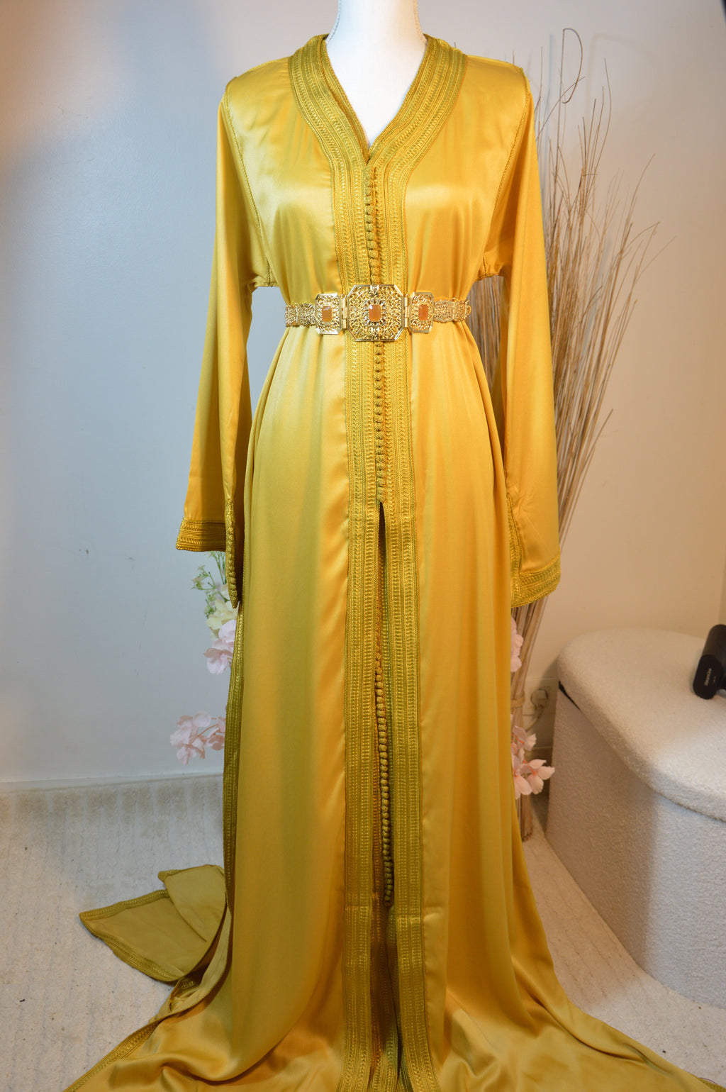 Takchita Crêpe de soie Or “Éclat d’Aurore”