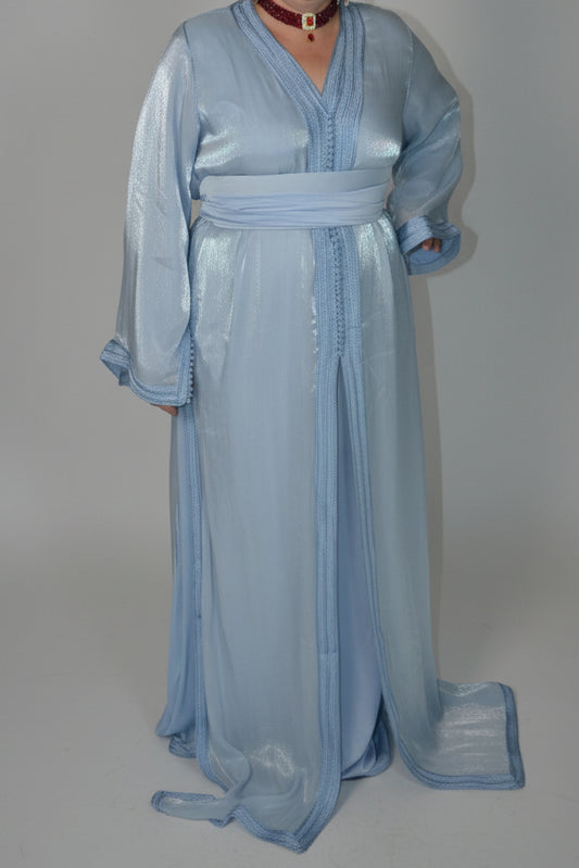 Takchita Organza Bleu Ciel – Broderie Artisanale