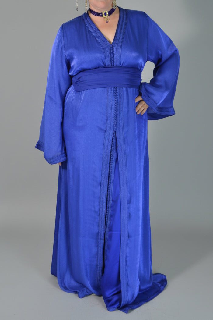 Takchita Organza Bleu – Broderie Artisanale