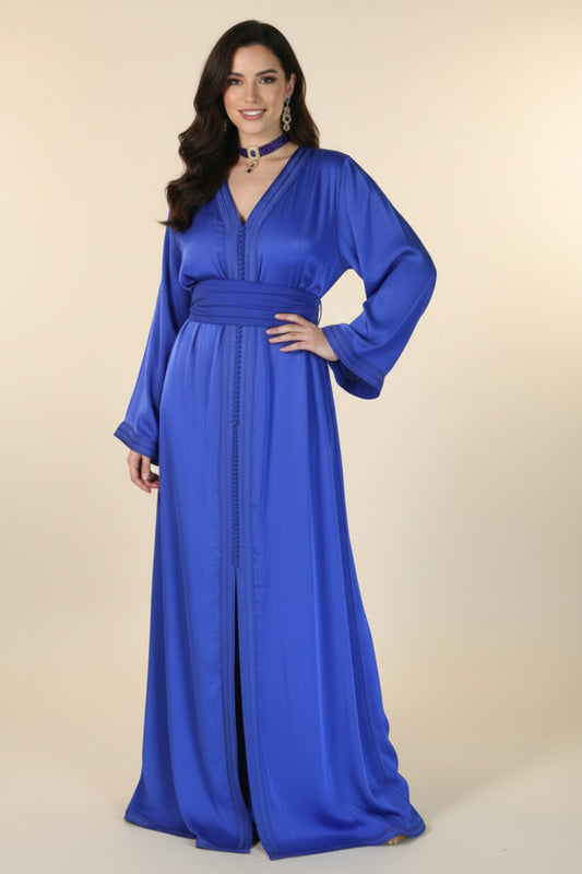 Takchita Organza Bleu – Broderie Artisanale