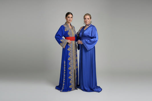 Takchita Organza Bleu – Broderie Artisanale