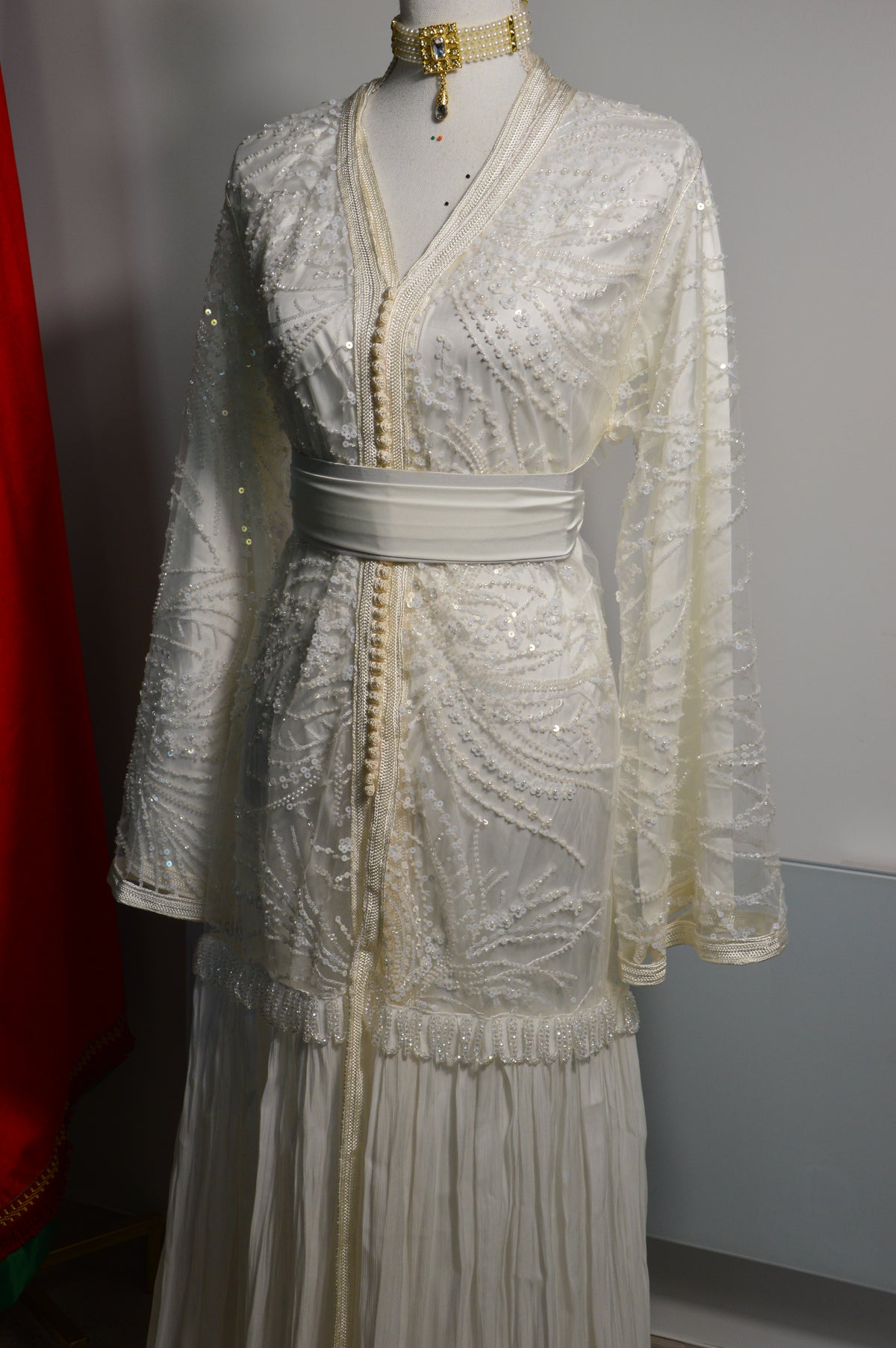 Takchita Blanche Dentella – Perlée