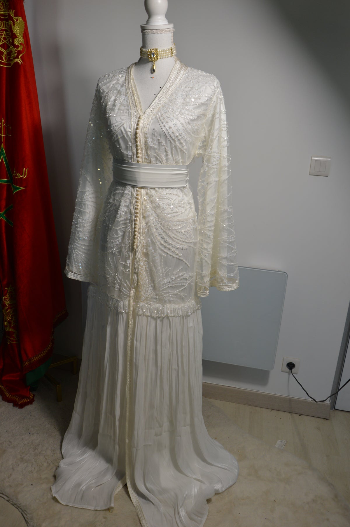 Takchita Blanche Dentella – Perlée