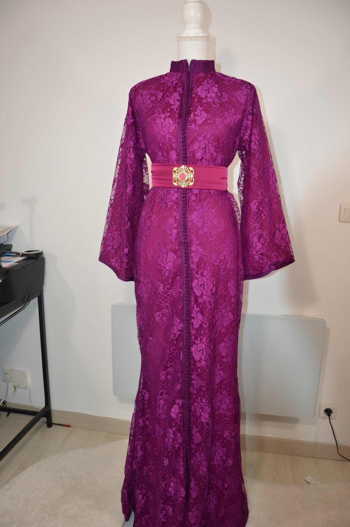 Caftan Sirène Dentelle Fuchsia