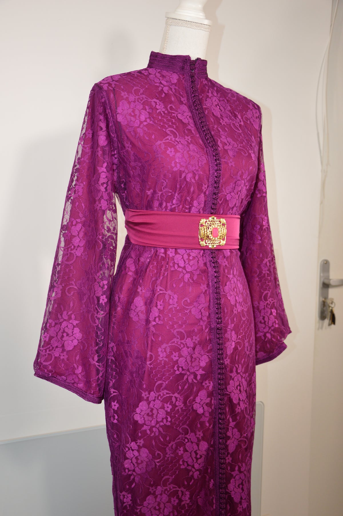 Caftan Sirène Dentelle Fuchsia