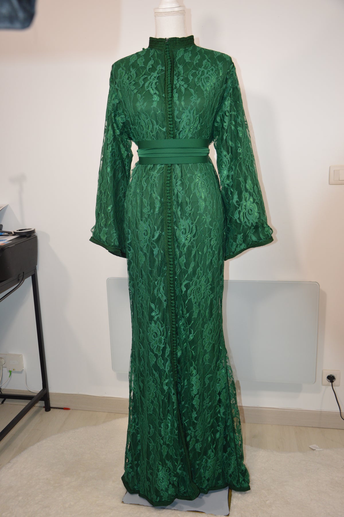 Caftan Sirène Dentelle Vert Royal