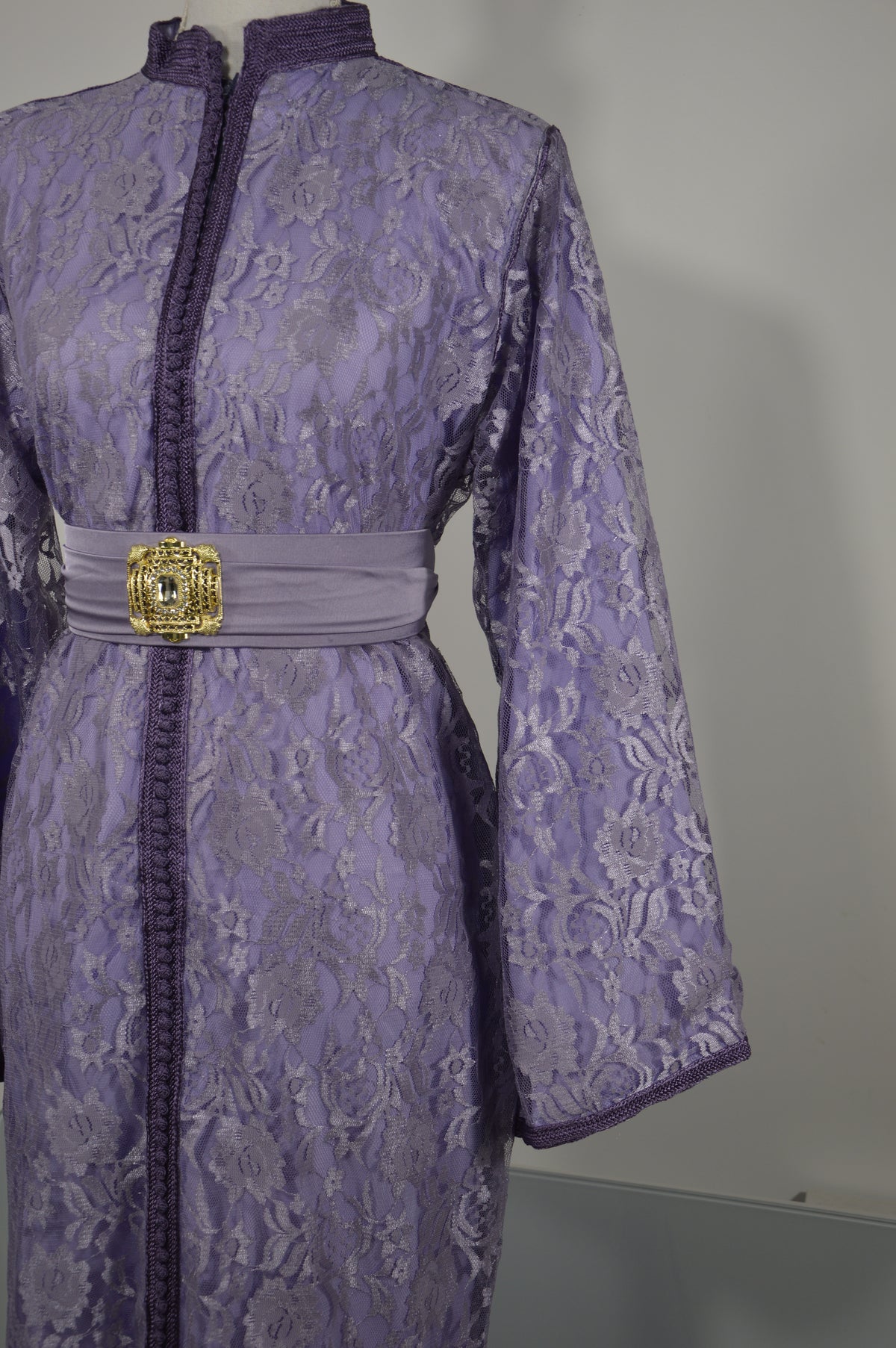 Caftan Sirène Dentelle Parme
