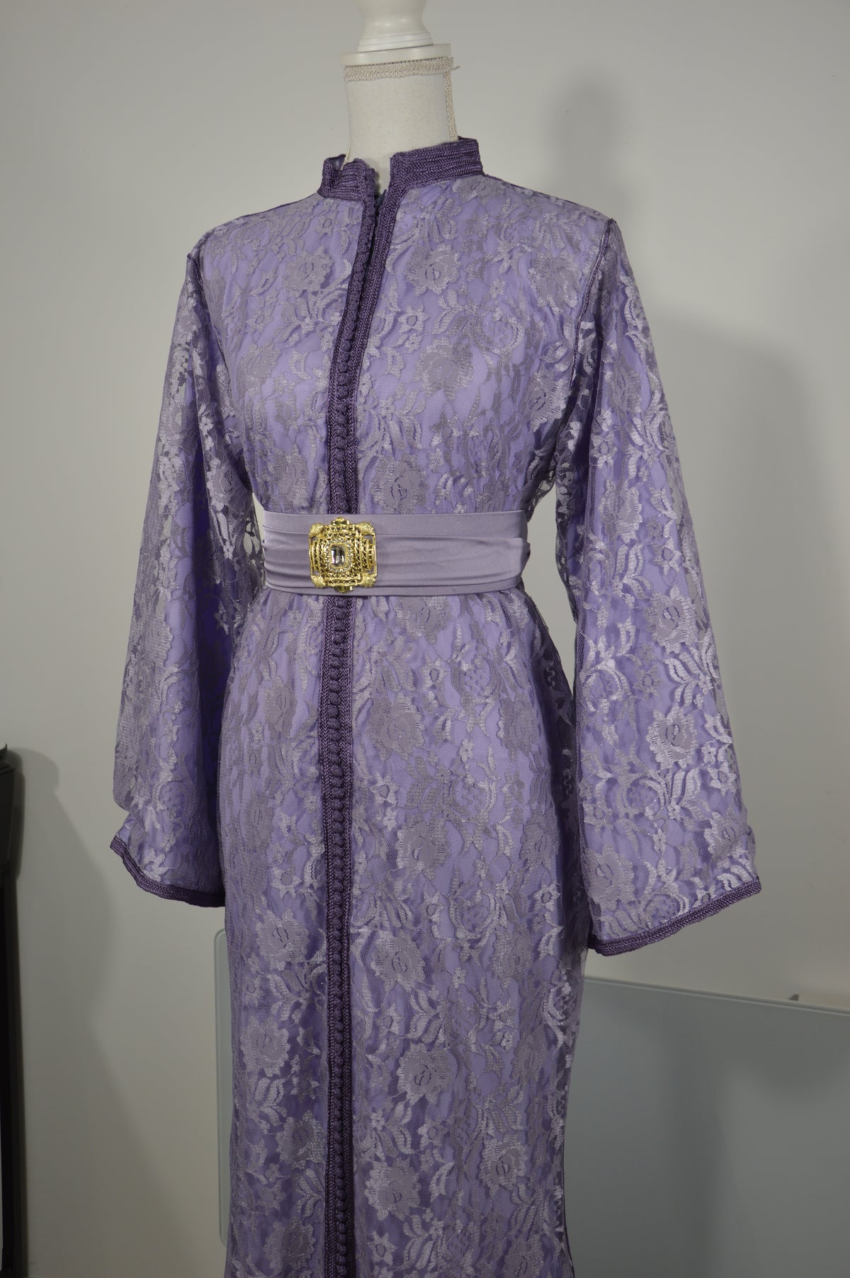 Caftan Sirène Dentelle Parme