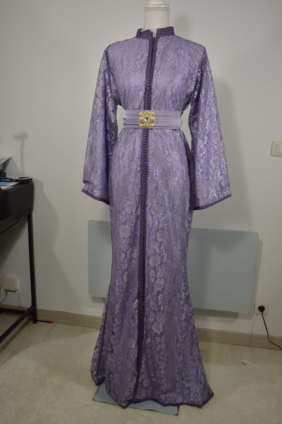 Caftan Sirène Dentelle Parme