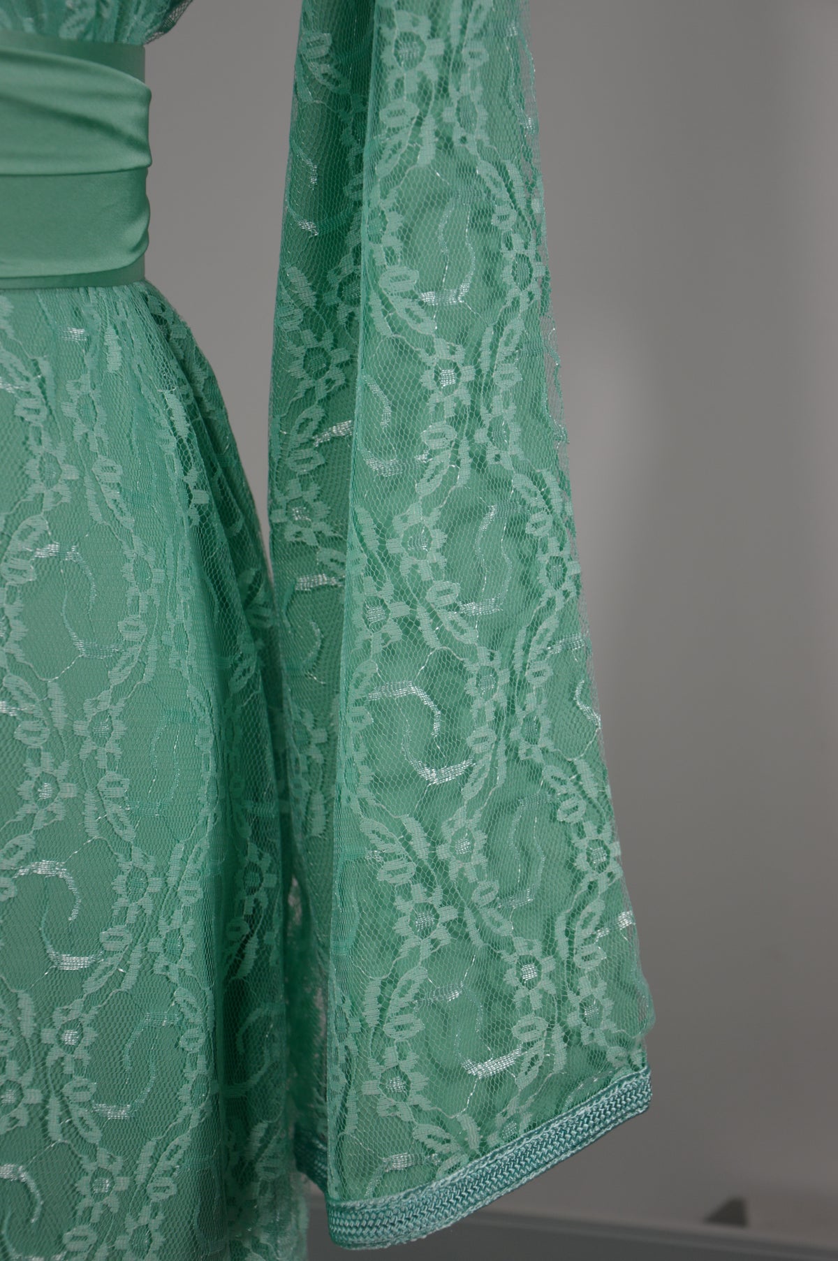 Caftan Sirène Dentelle Vert Menthe