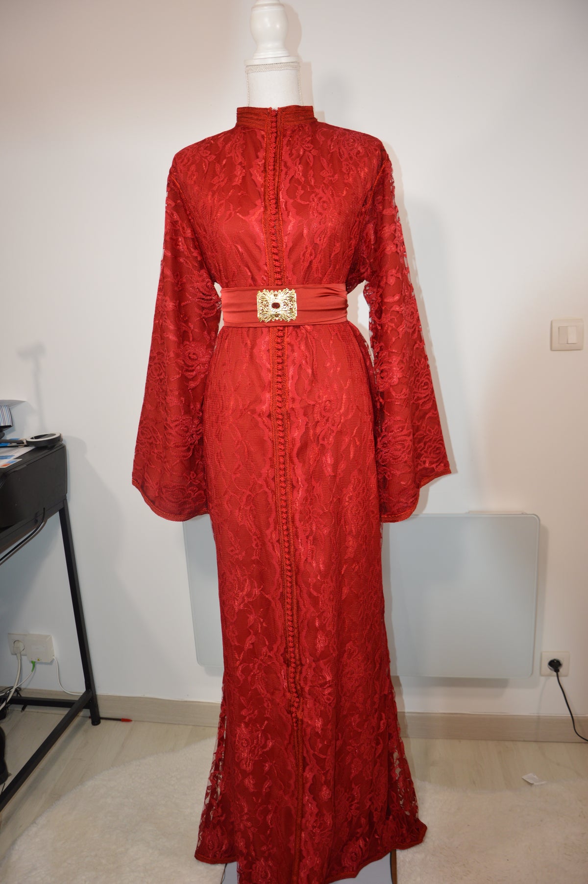 Caftan Sirène Dentelle Rouge