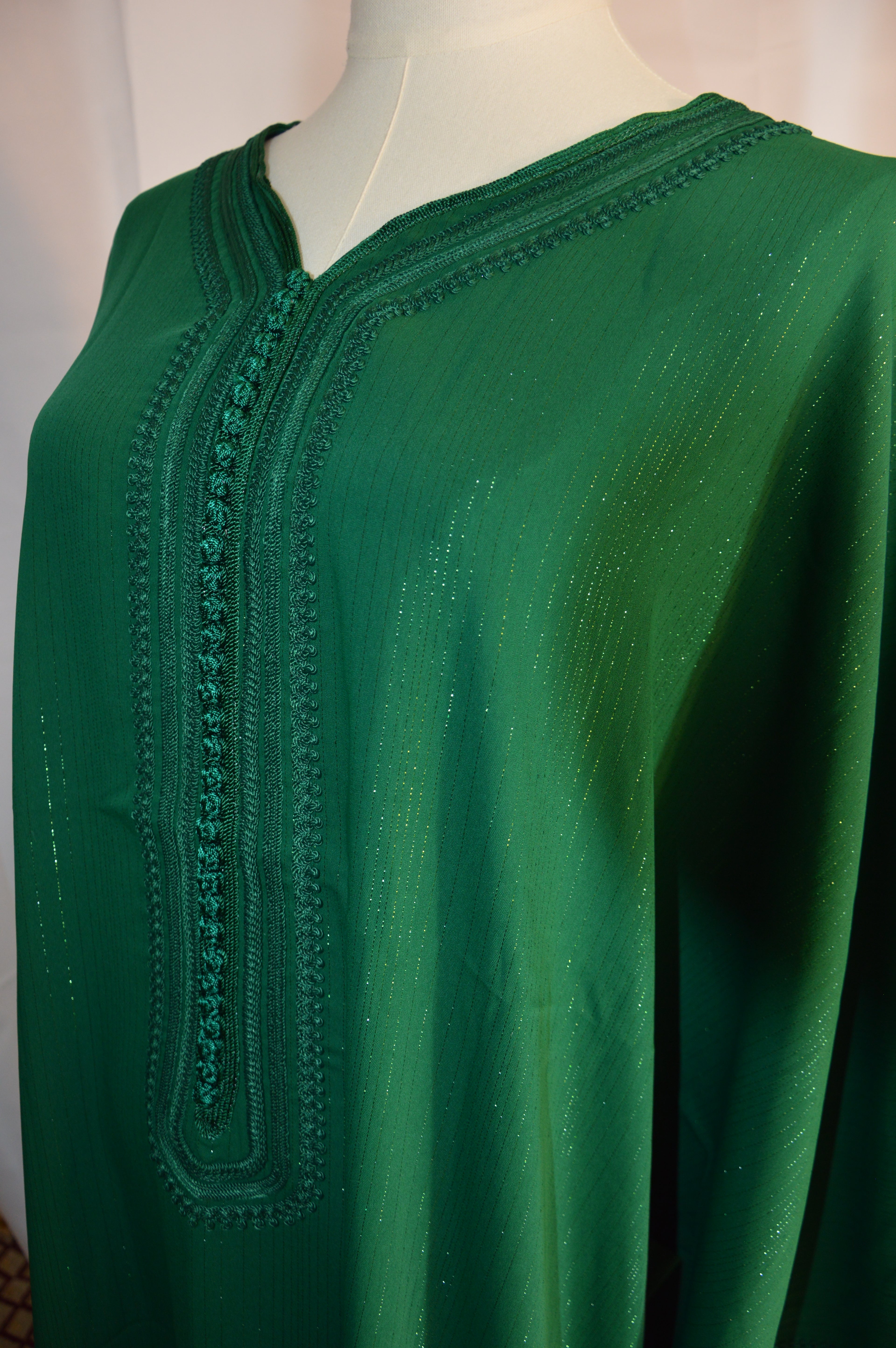 Gandoura Orientale Pailletée – Vert Émeraude