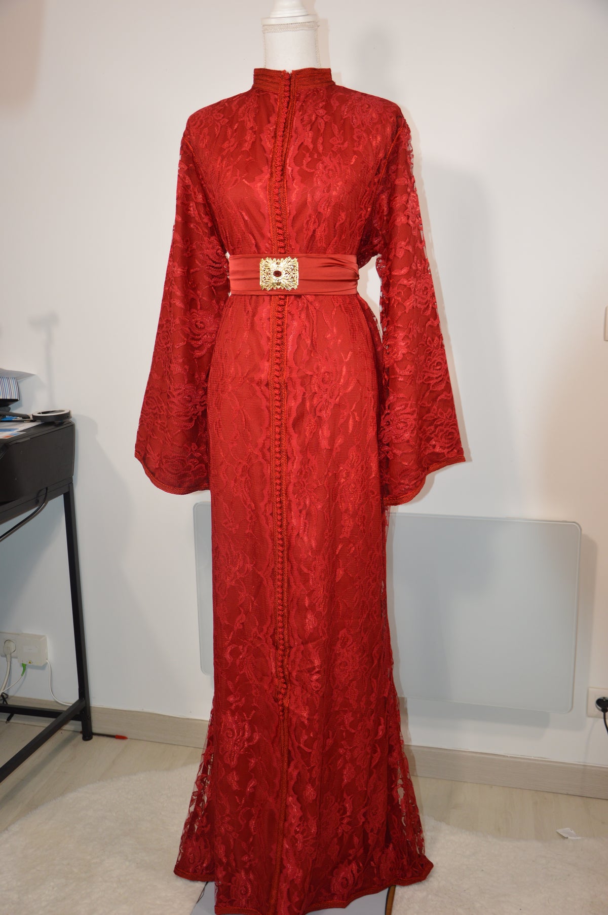 Caftan Sirène Dentelle Rouge