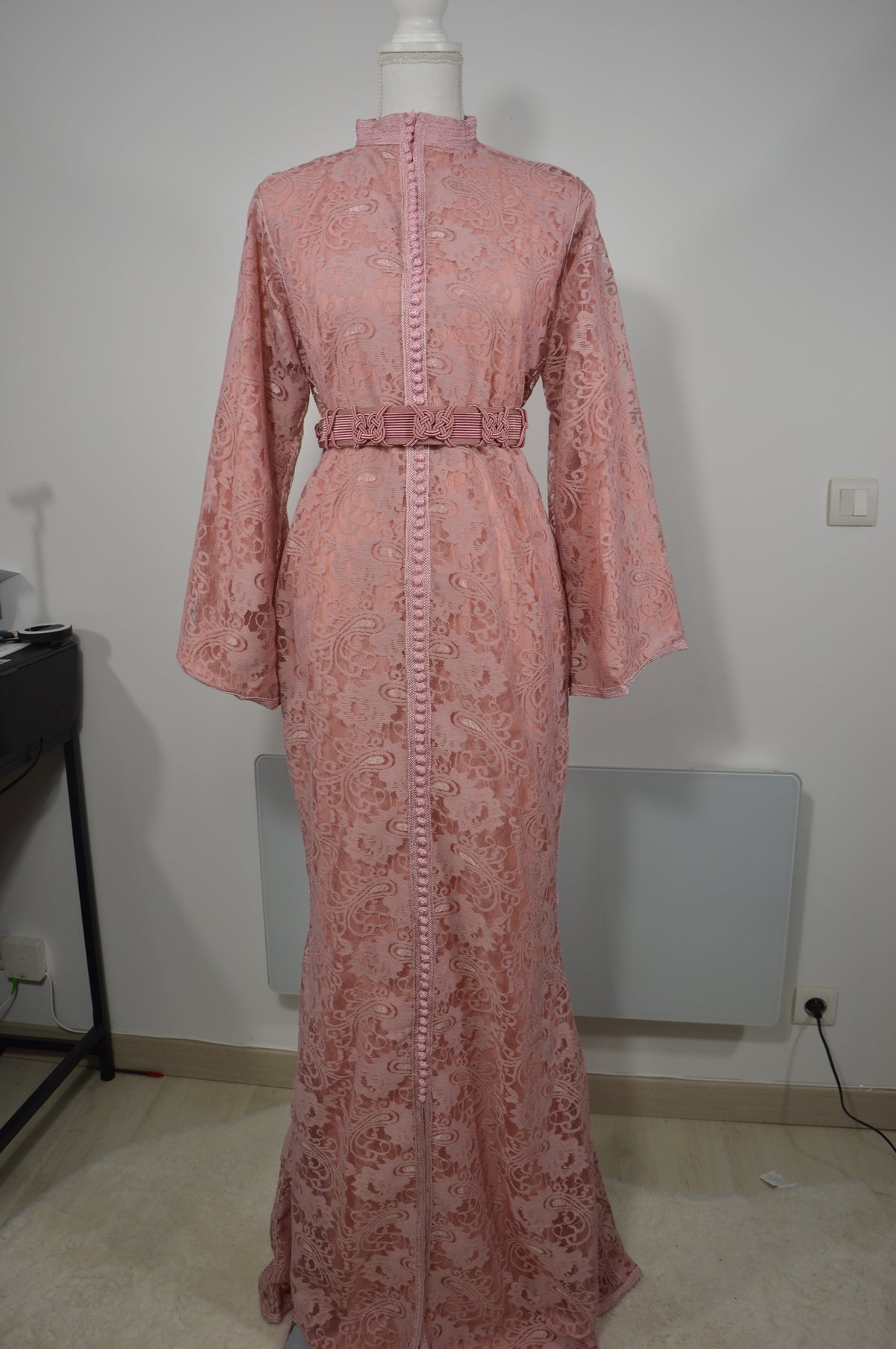Caftan Sirène Dentelle Vieux Rose