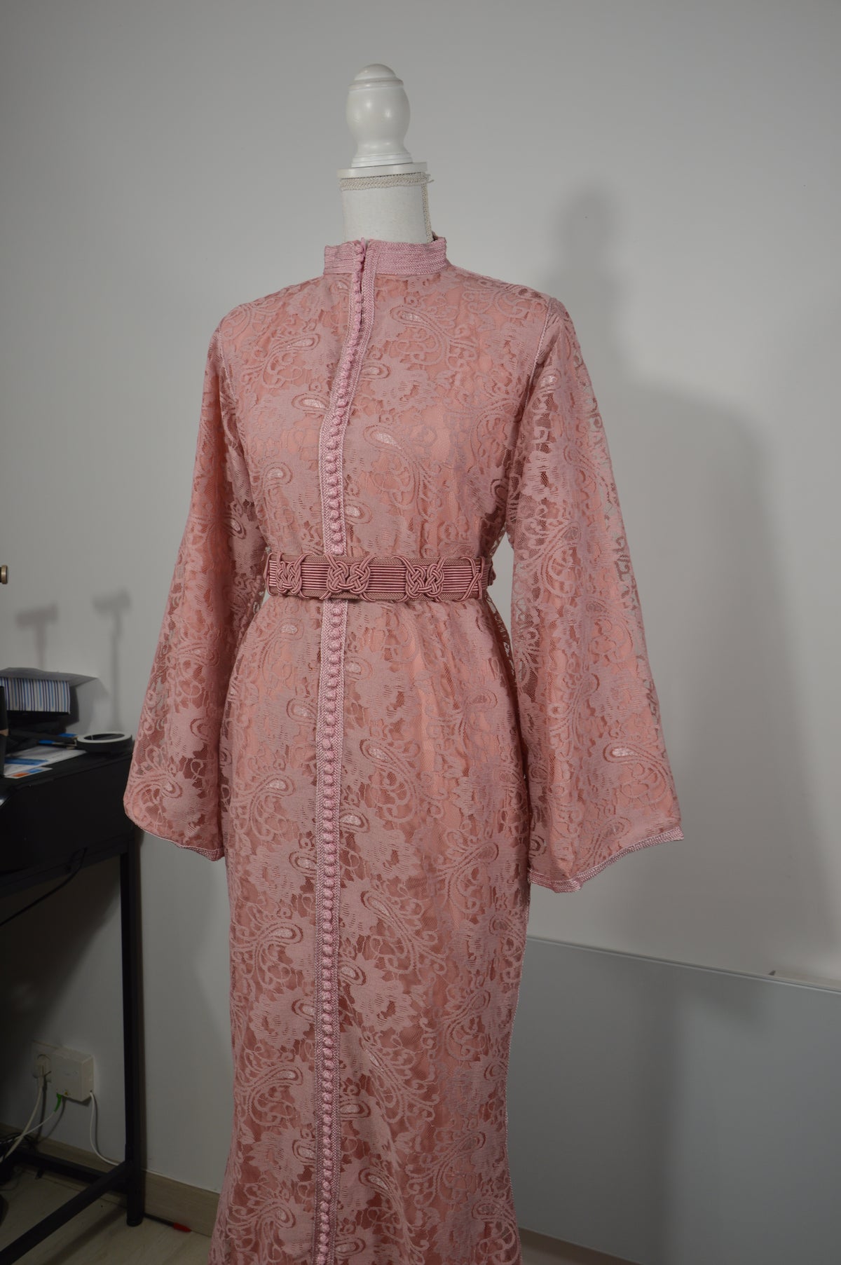 Caftan Sirène Dentelle Vieux Rose