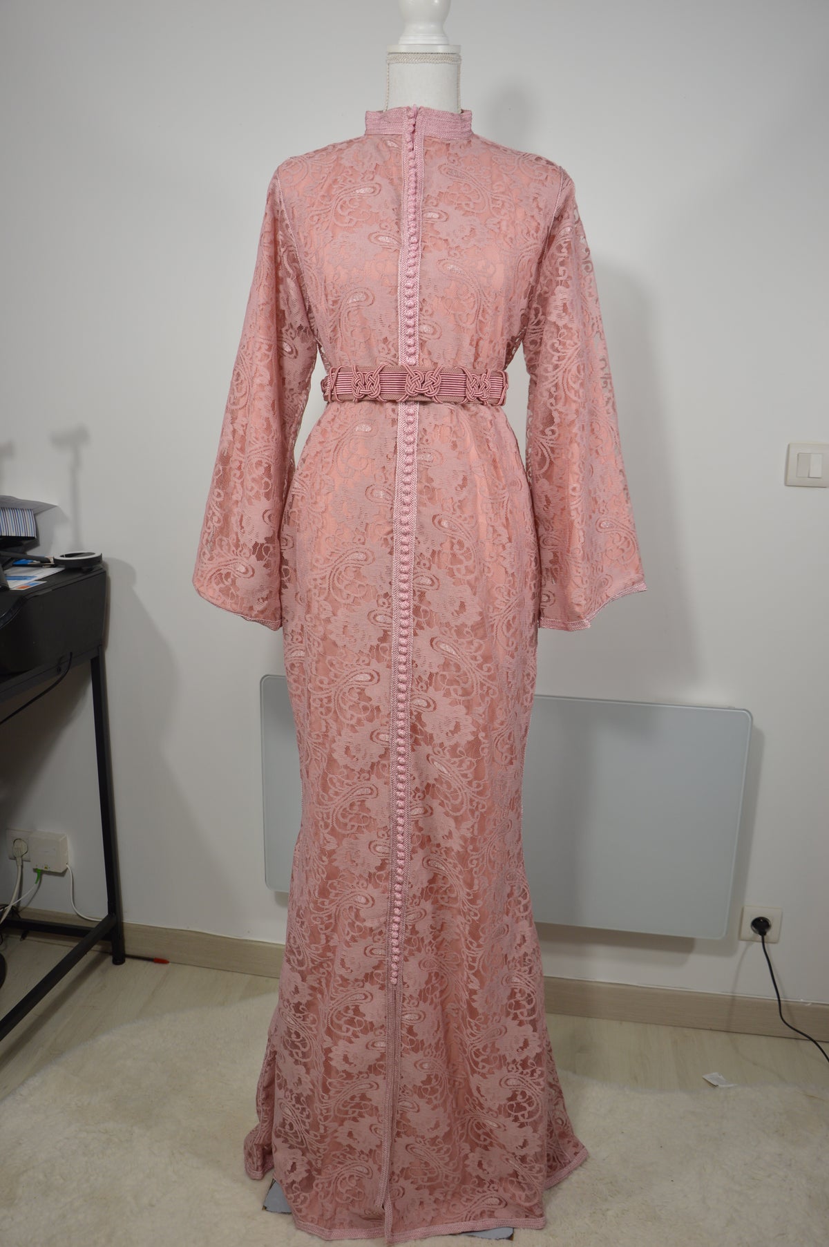 Caftan Sirène Dentelle Vieux Rose
