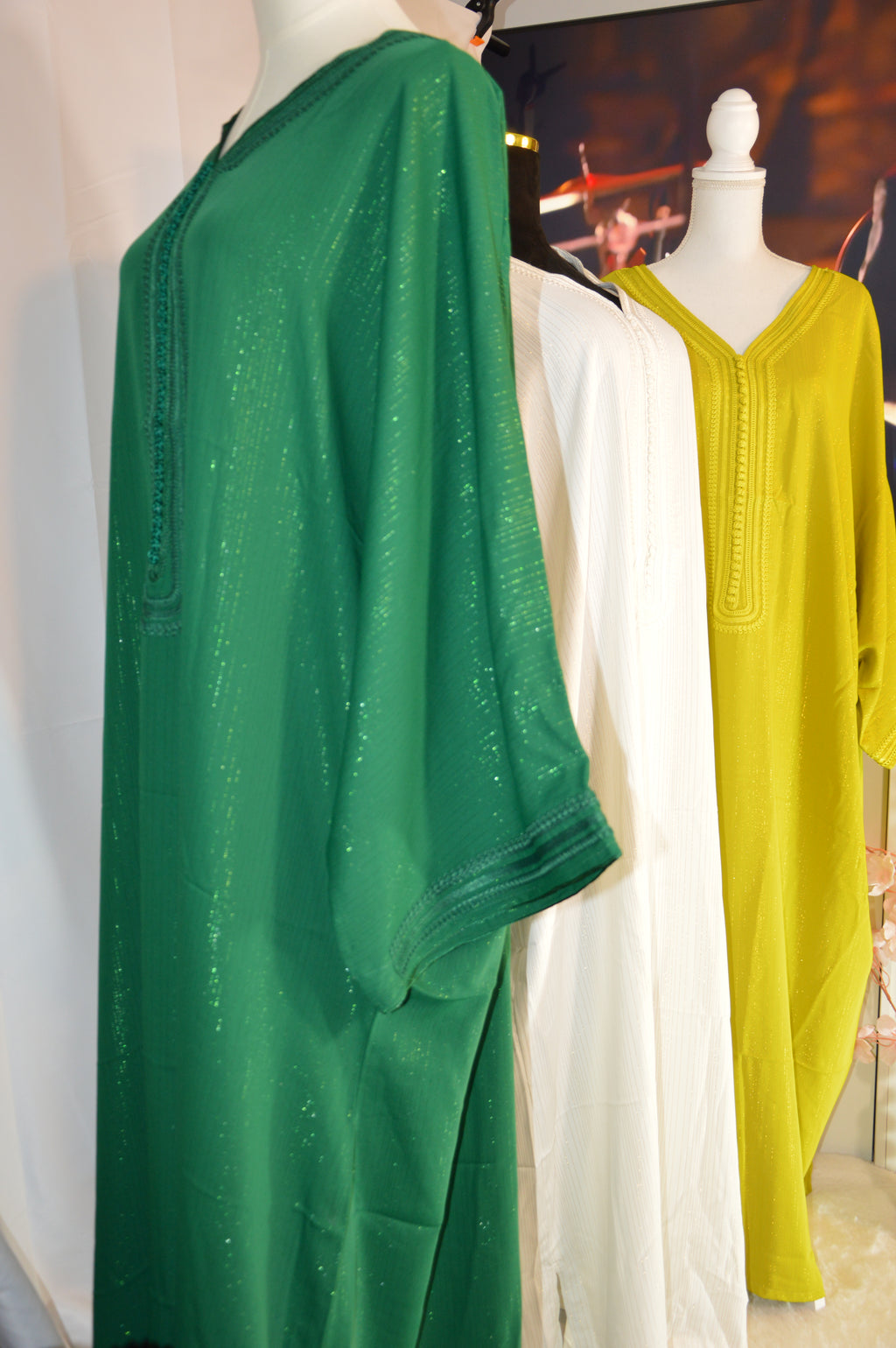 Gandoura Orientale Pailletée – Vert Émeraude