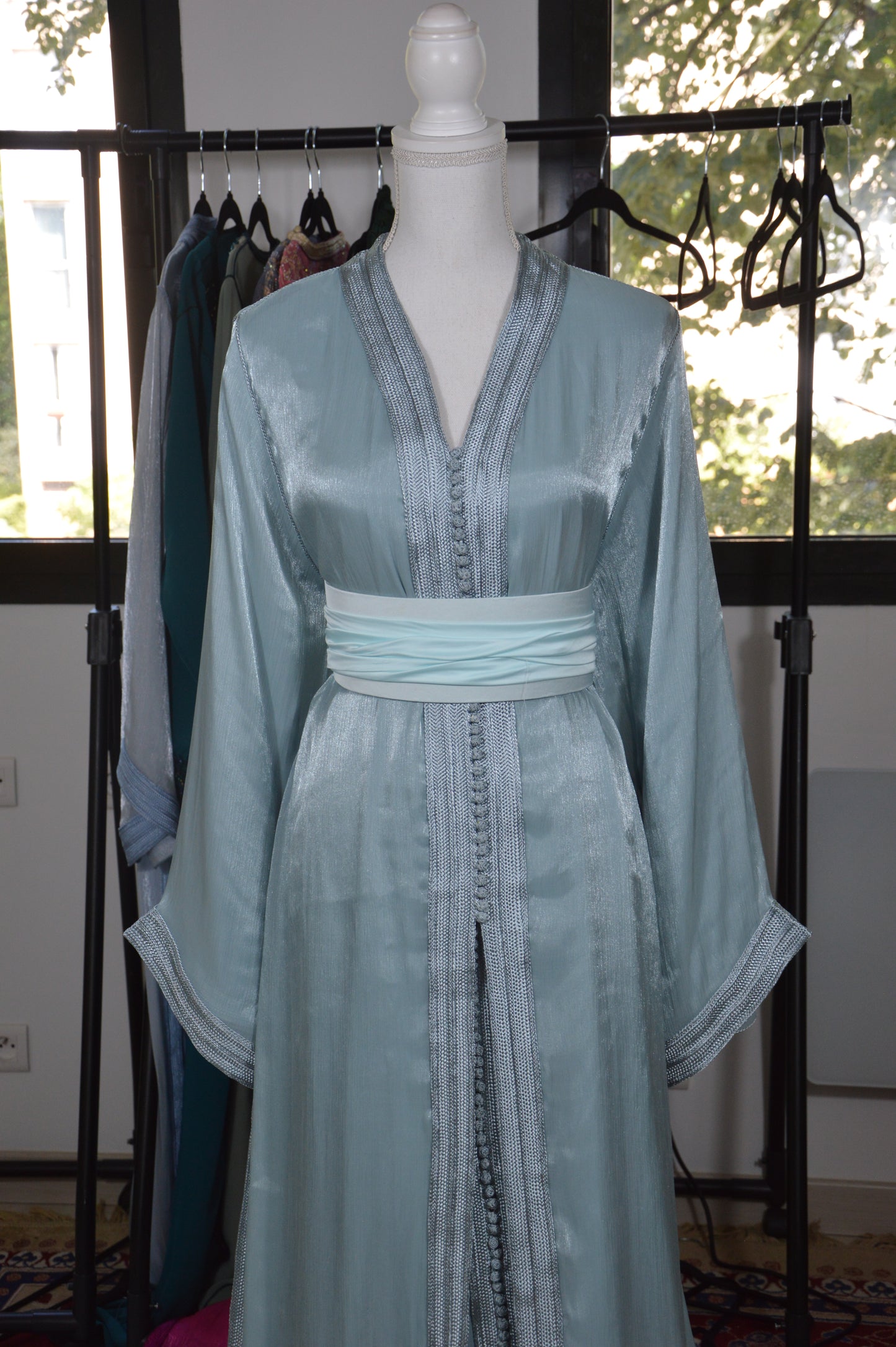 Takchita Organza Bleu Vert Ciel