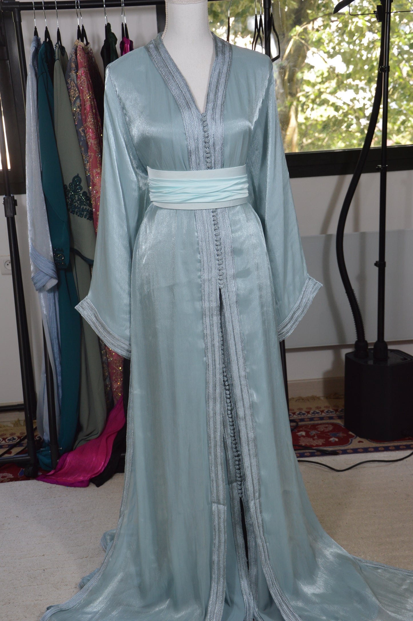 Takchita Organza Bleu Vert Ciel