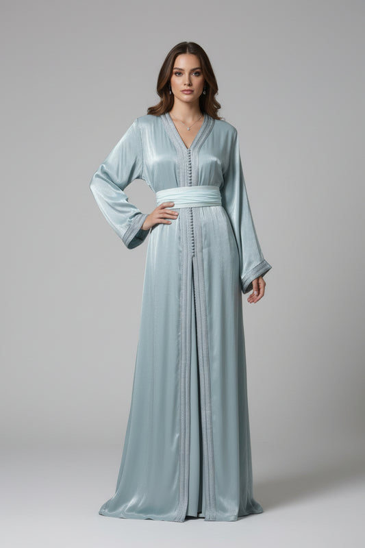 Takchita Organza Bleu Vert Ciel