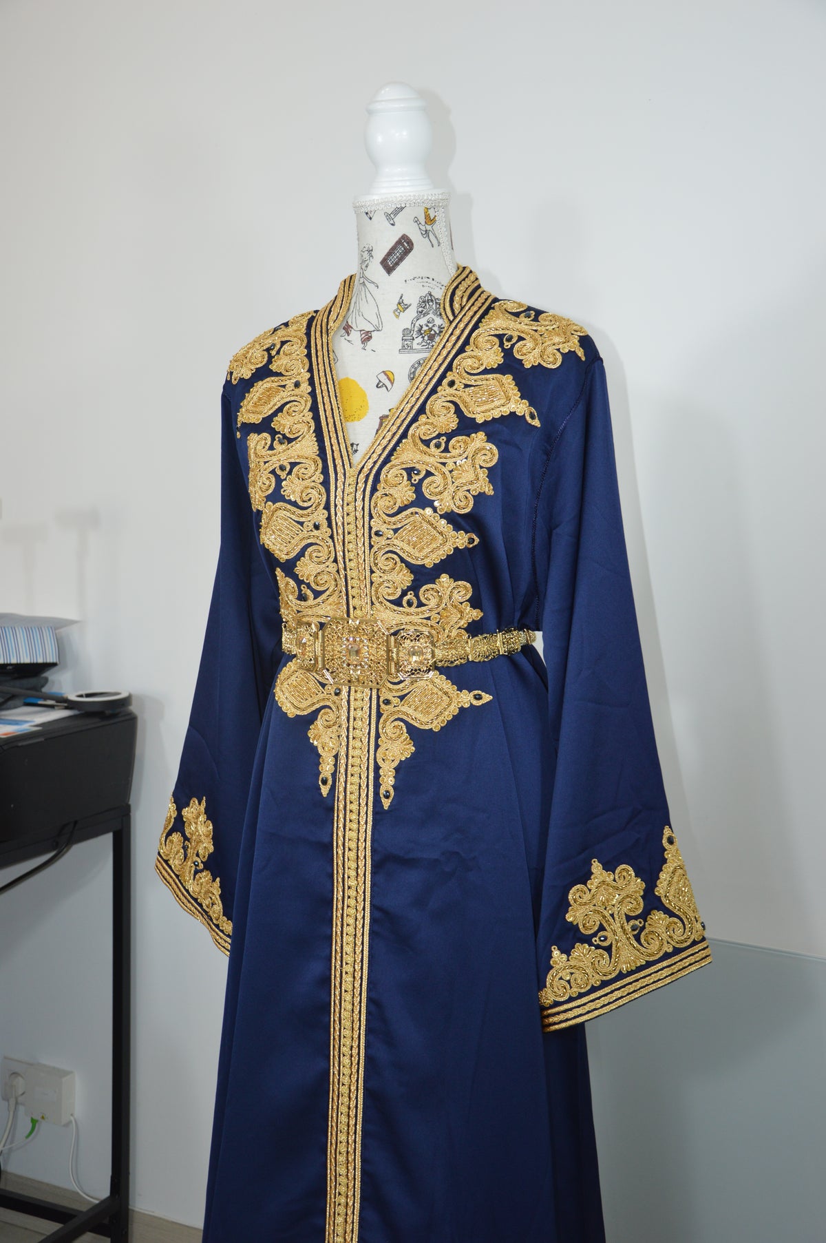 Caftan Dounia bleu nuit