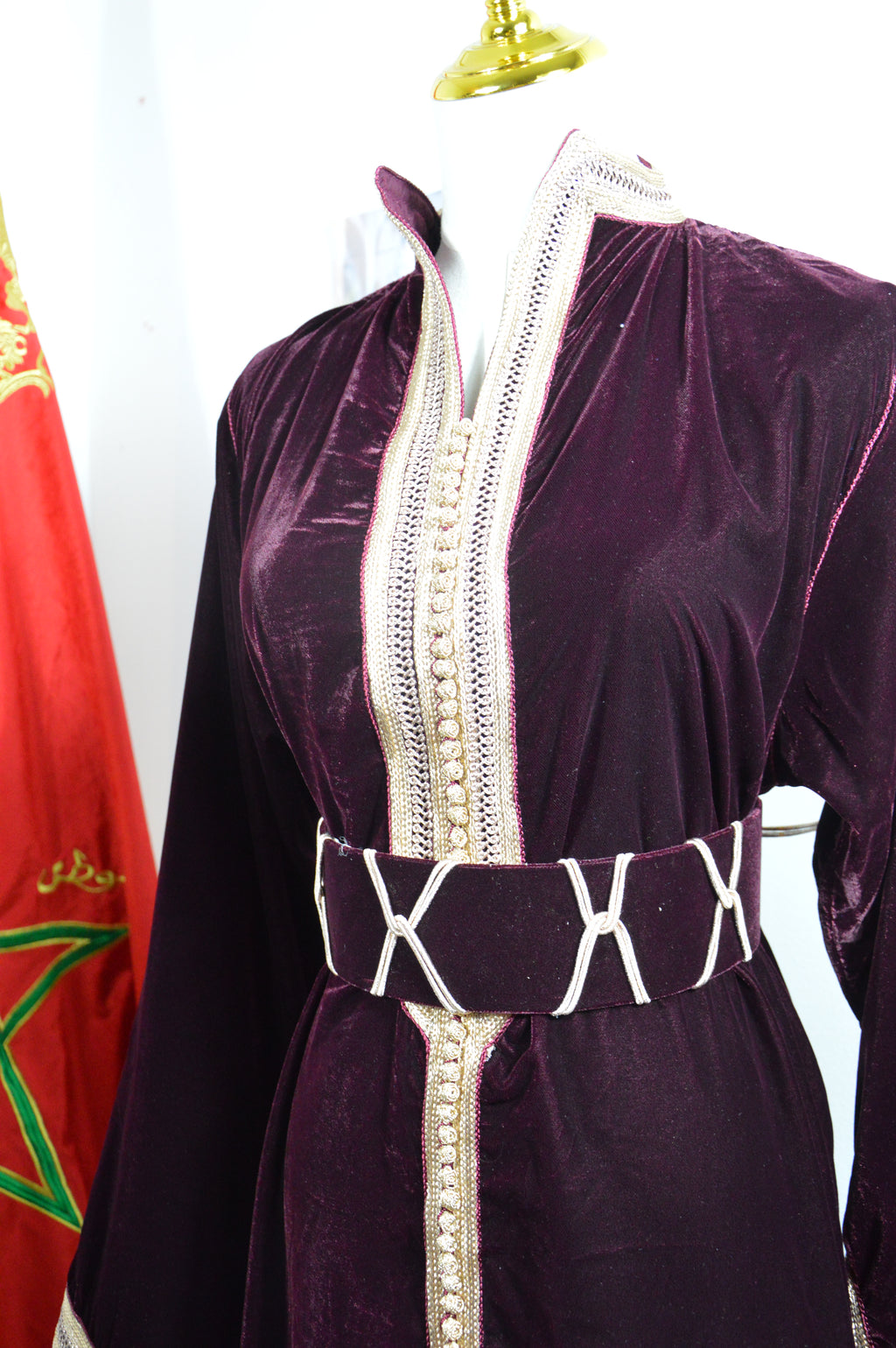 Caftan Col Montant Violet - Velours Prestige