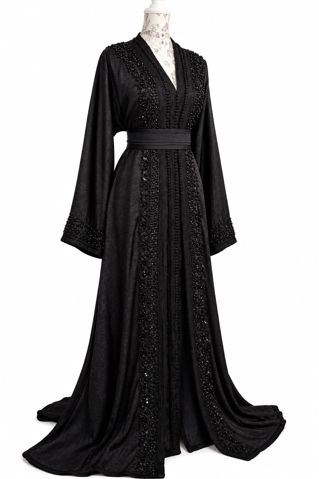 Takchita noire aux ornements ton sur ton