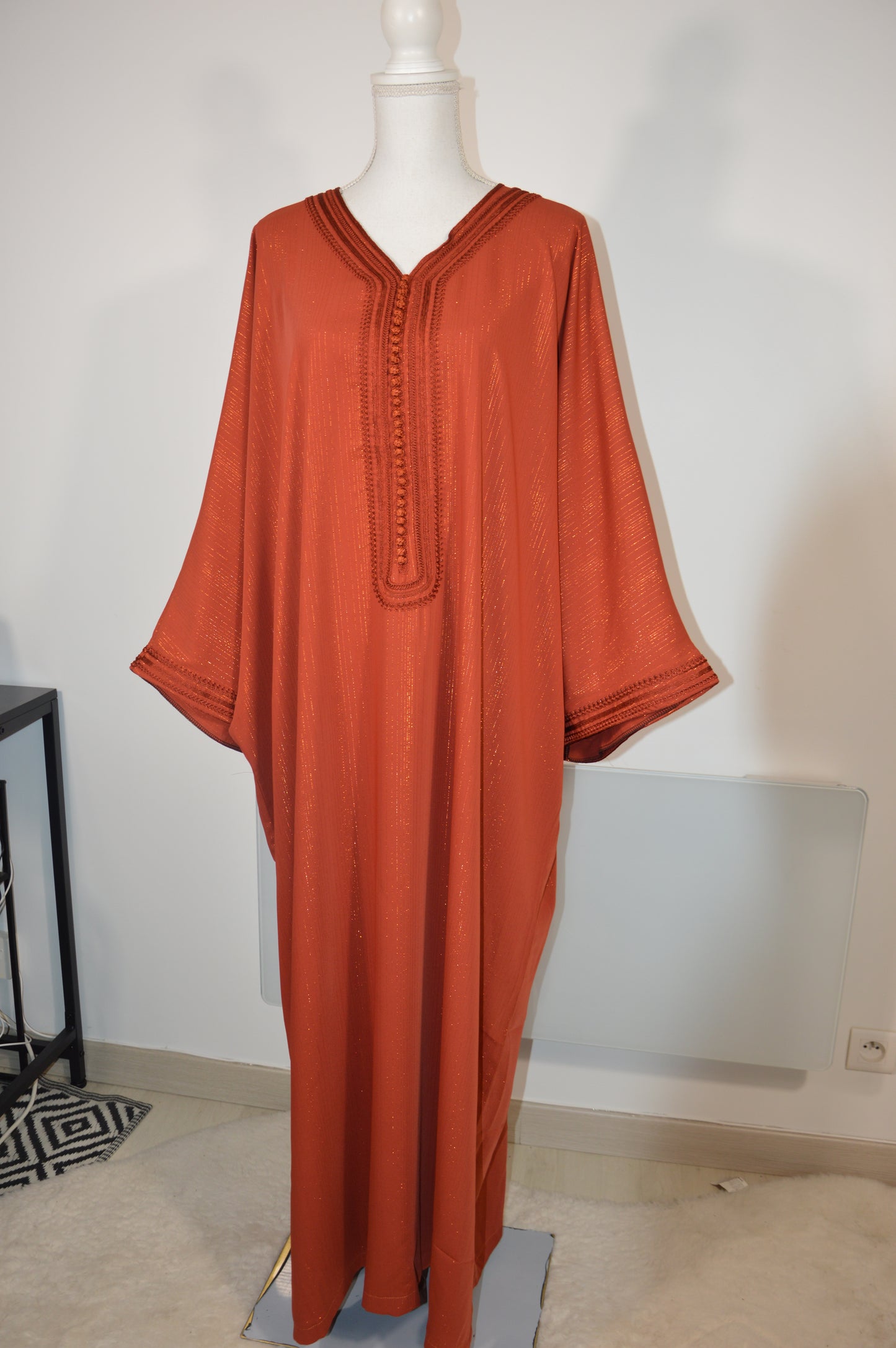 Gandoura Orientale Pailletée – Orange Brique