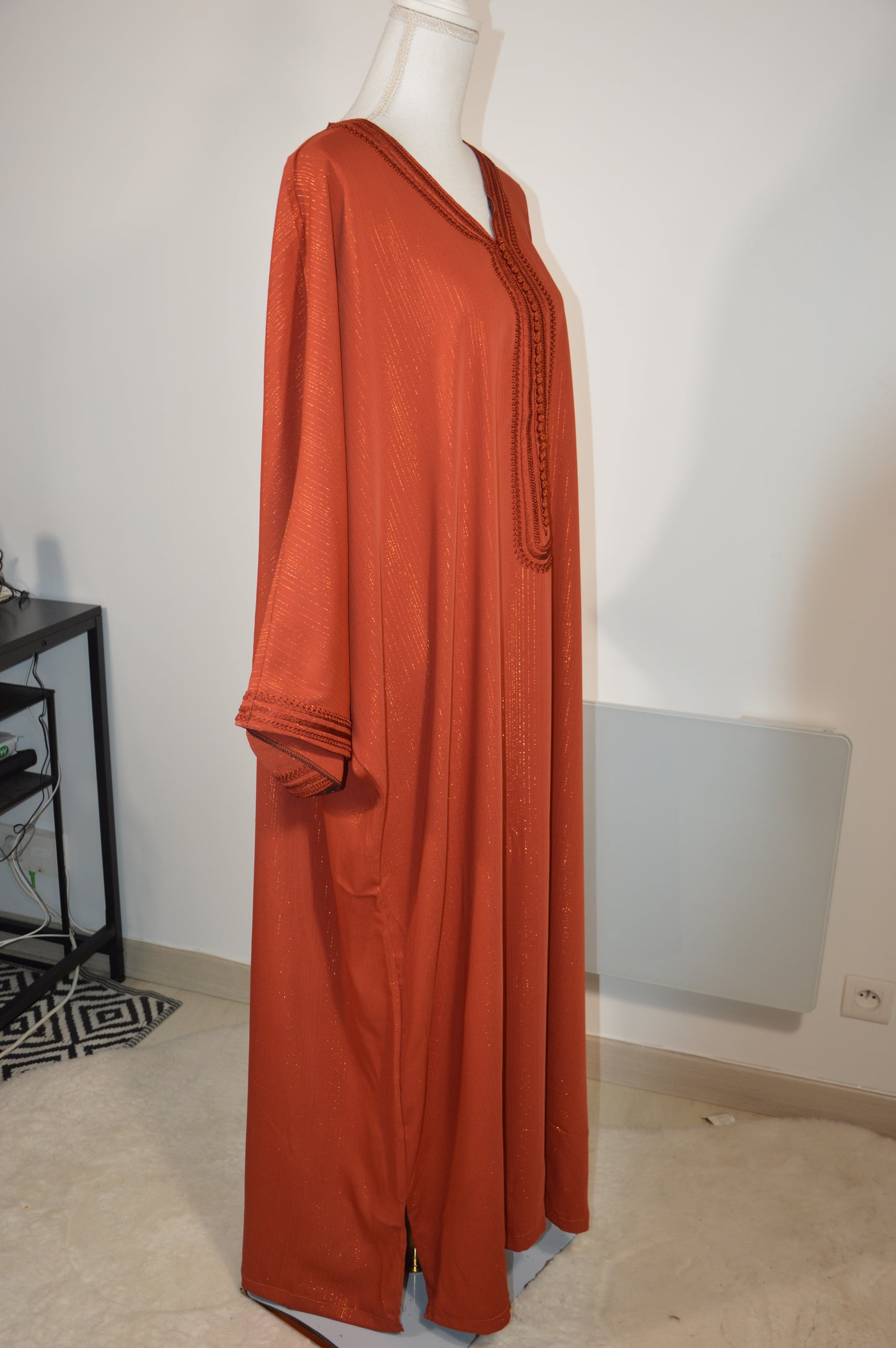 Gandoura Orientale Pailletée – Orange Brique