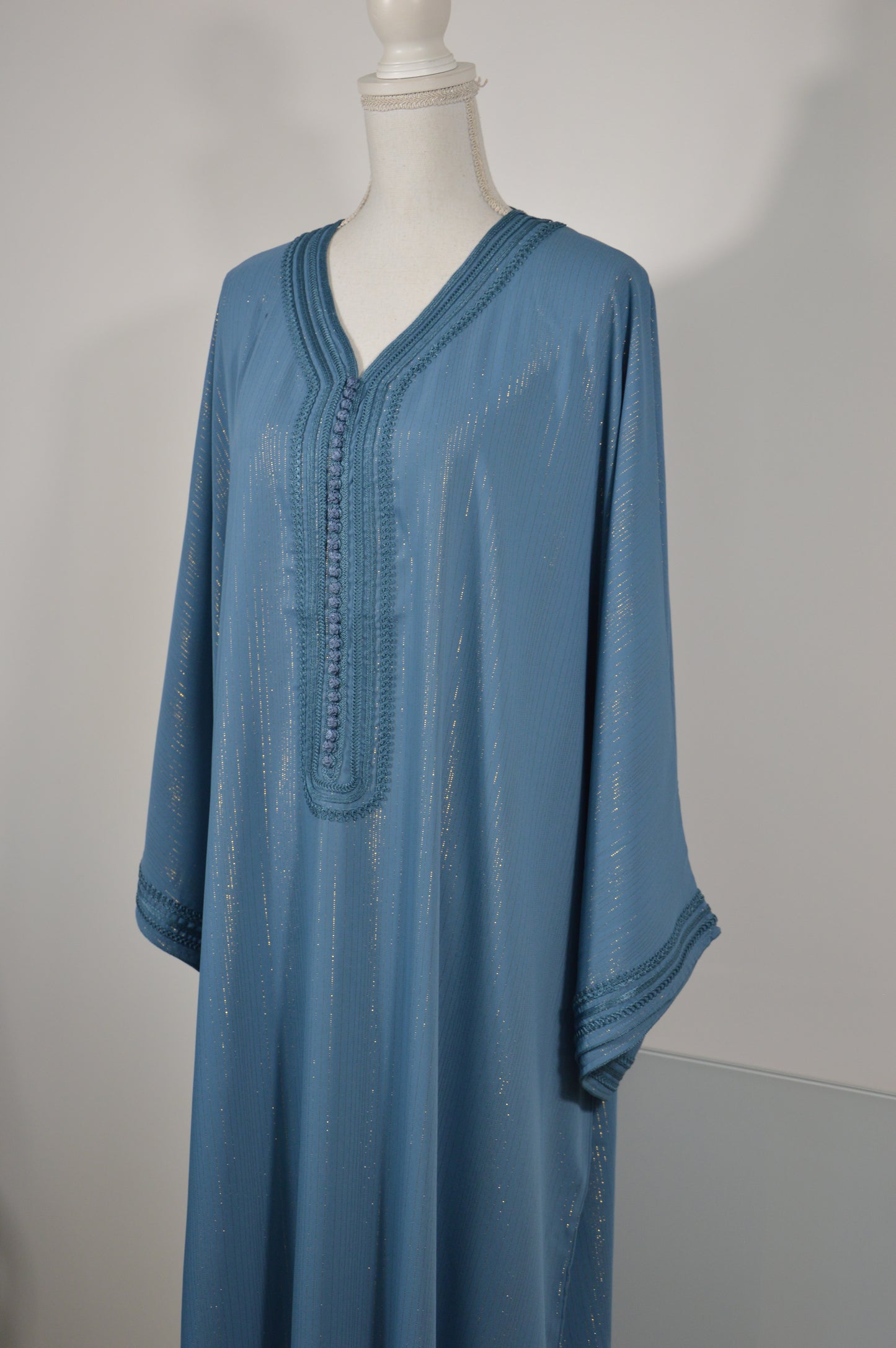 Gandoura Orientale Pailletée – Bleu Cyan