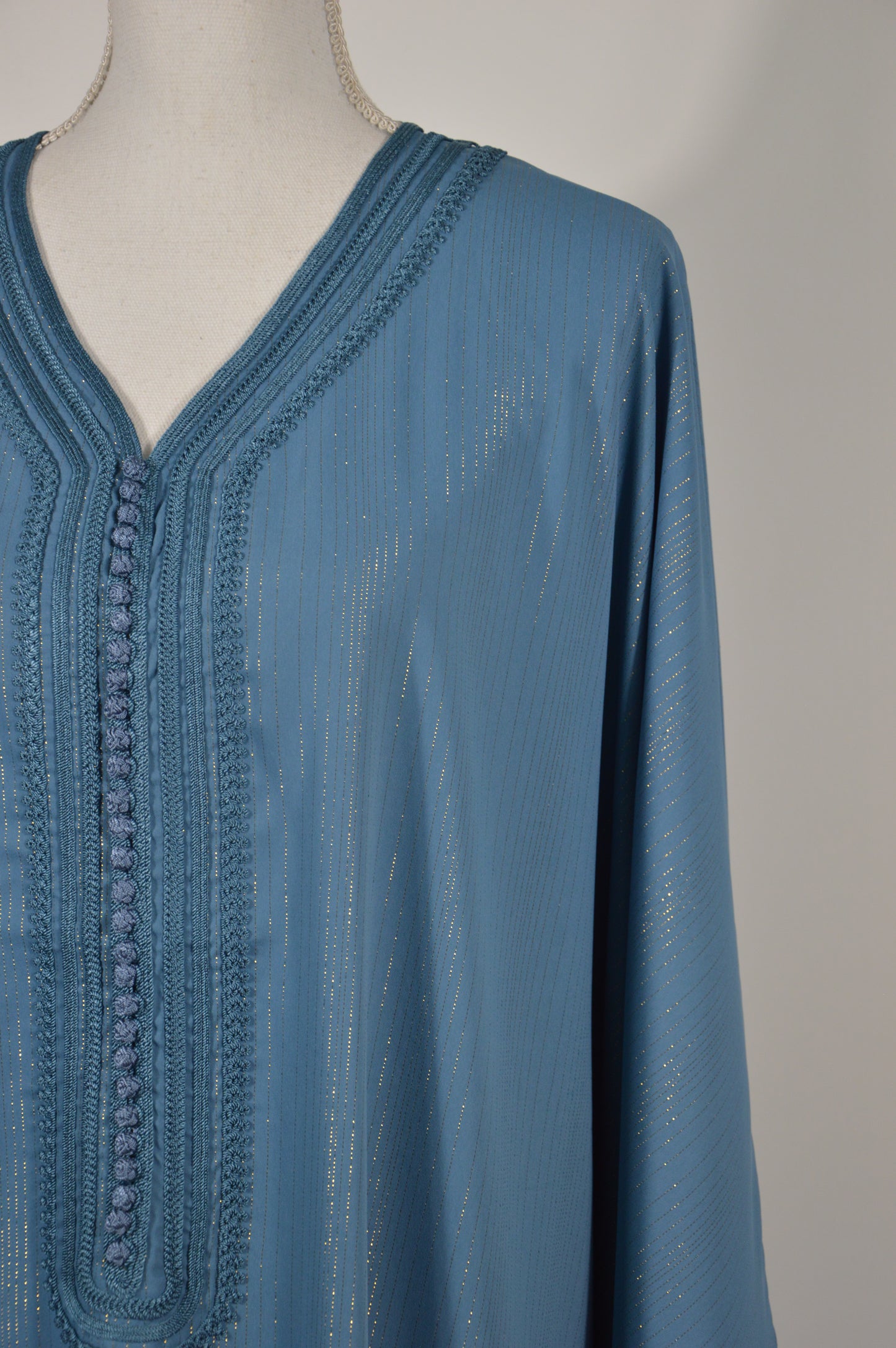 Gandoura Orientale Pailletée – Bleu Cyan