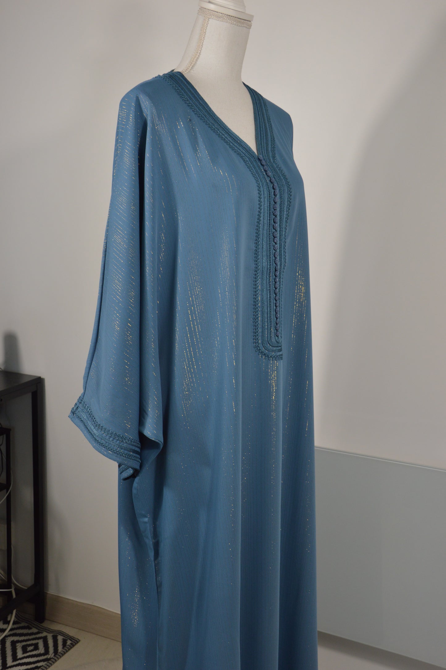 Gandoura Orientale Pailletée – Bleu Cyan