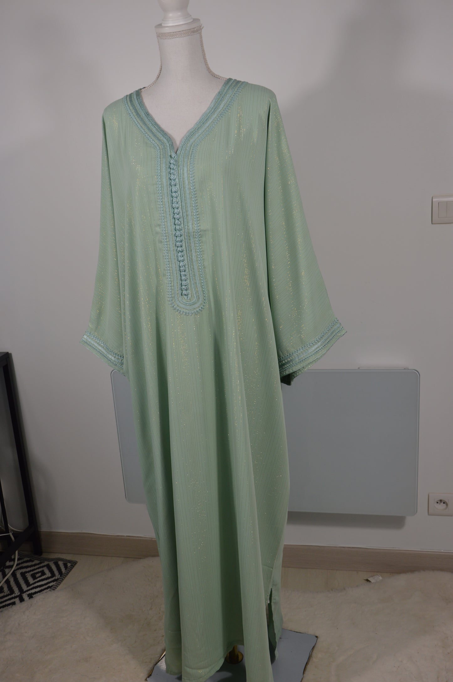 Gandoura Orientale Pailletée – Vert Eau