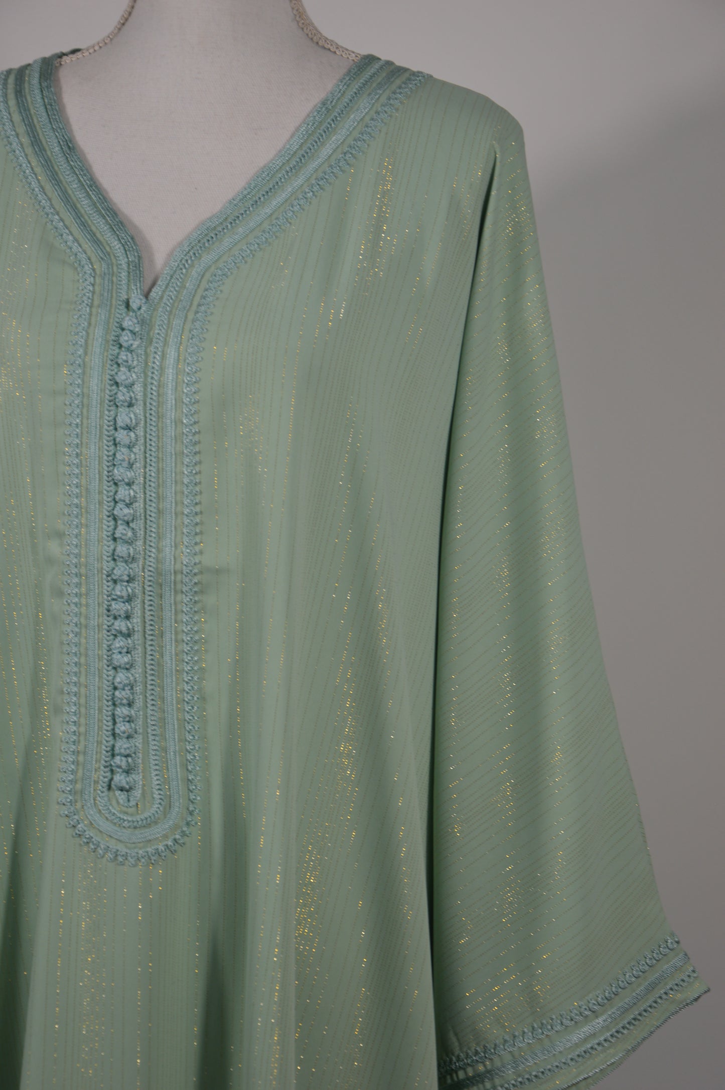 Gandoura Orientale Pailletée – Vert Eau