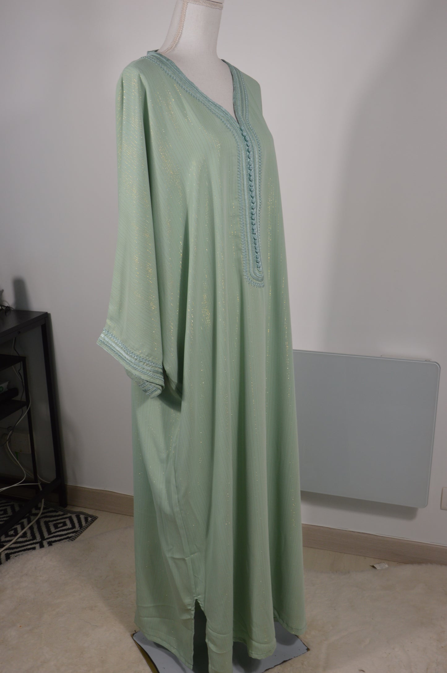 Gandoura Orientale Pailletée – Vert Eau