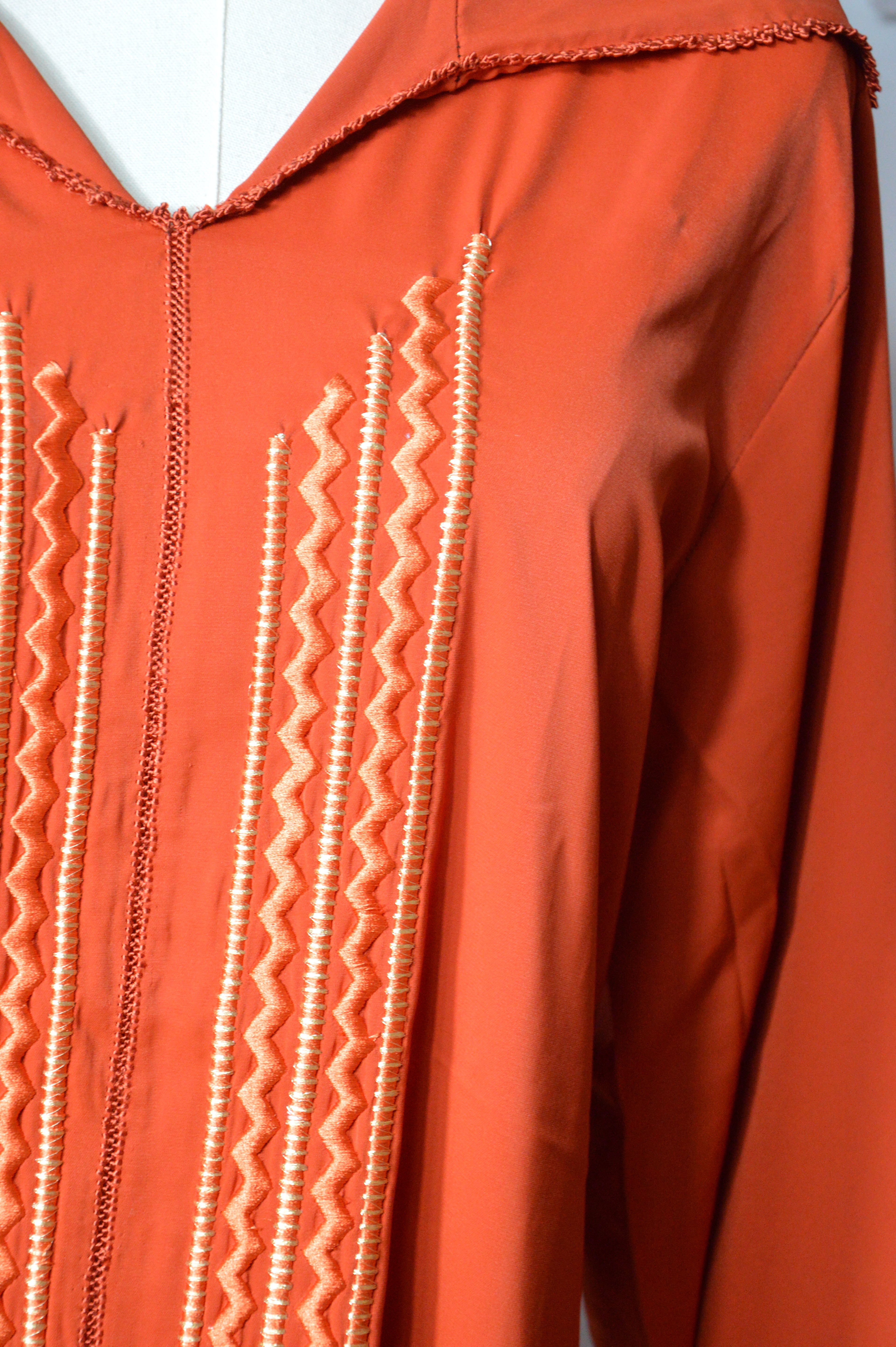 Jellaba Orange - Éclat et Tradition Marocaine