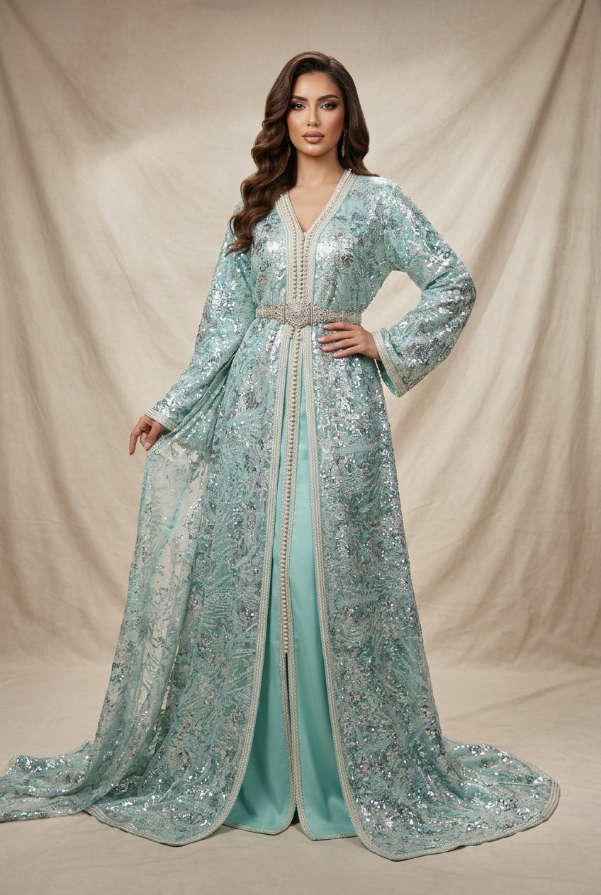 Takchita Ibtissam Crystal – Bleu Ciel Argenté