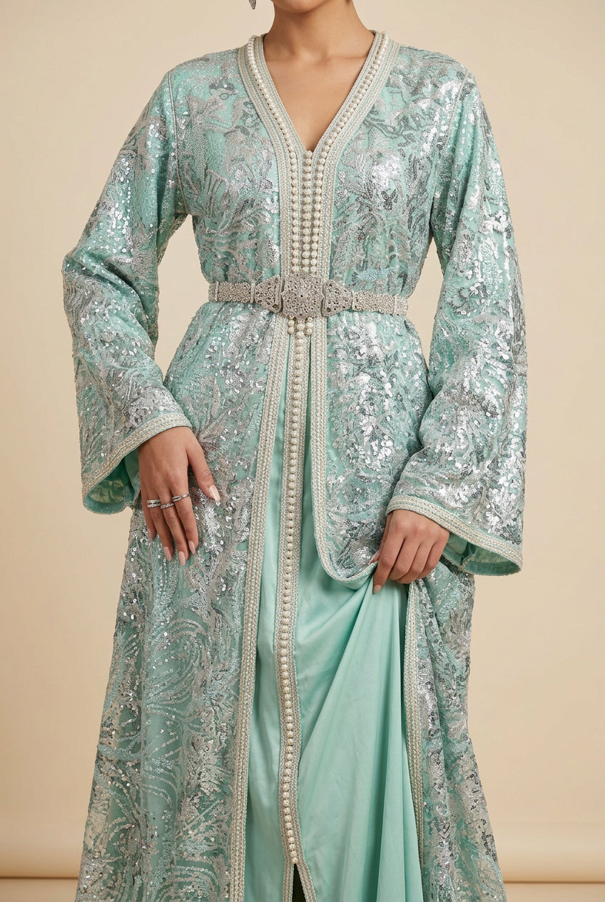 Takchita Ibtissam Crystal – Bleu Ciel Argenté